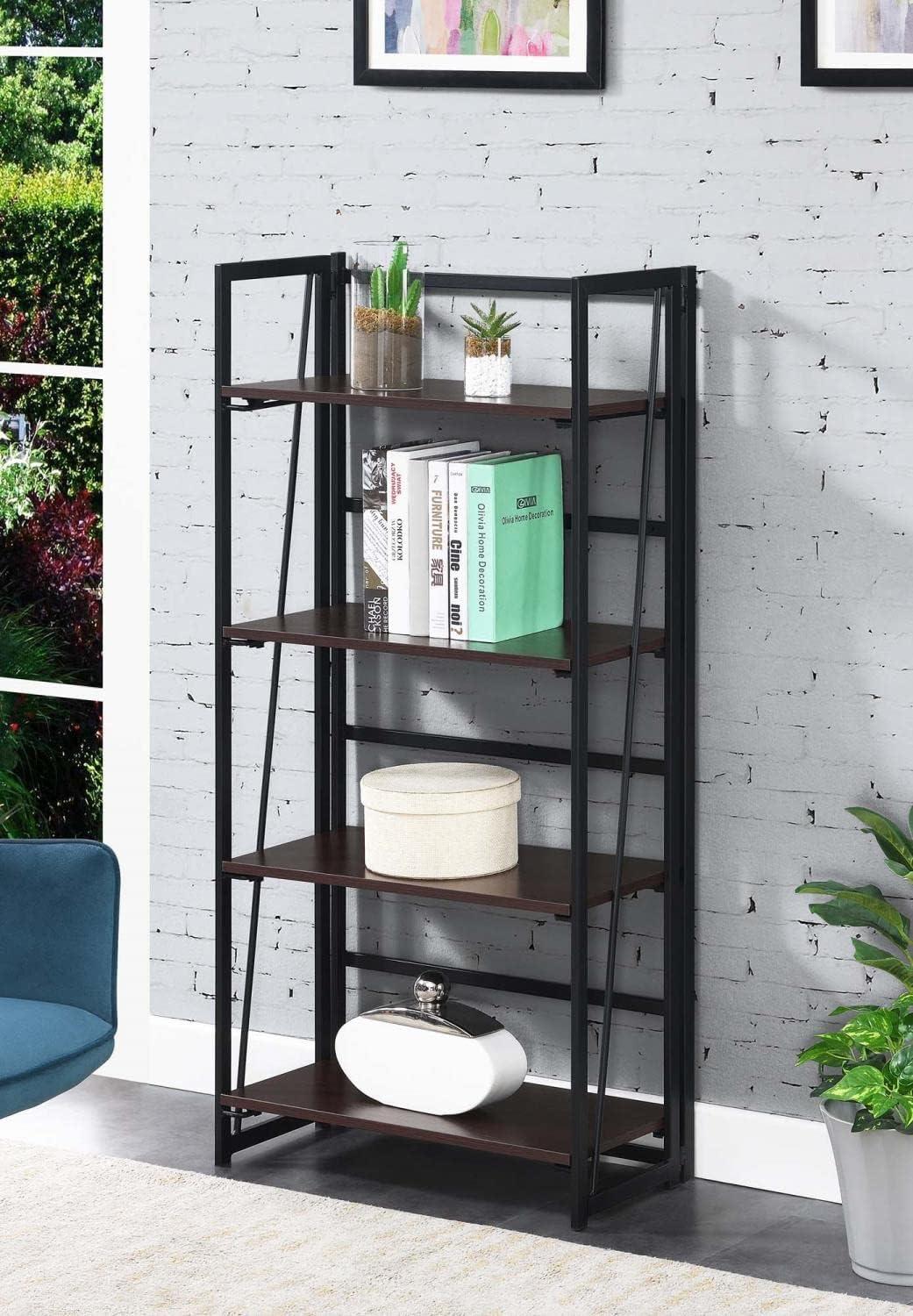 Convenience Concepts Xtra Folding 4 Tier Bookshelf, Multiple Finishes