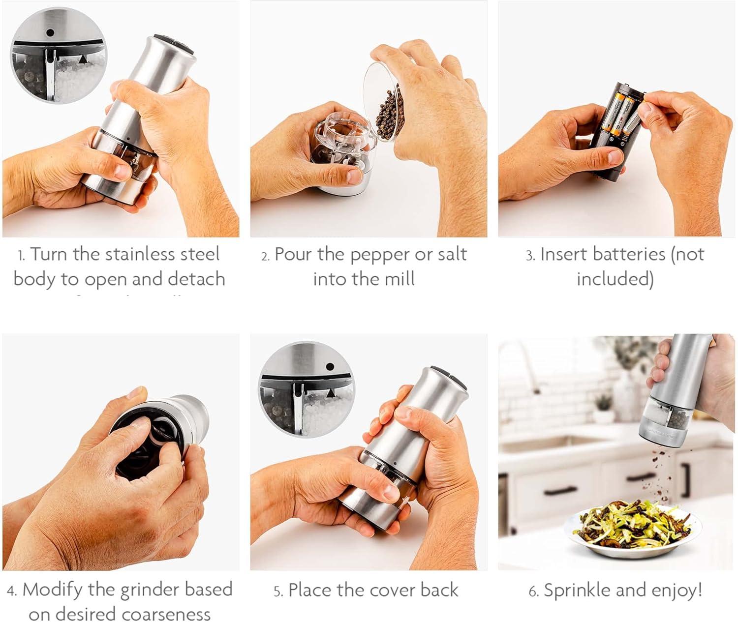 Ovente Electric 2-in-1 Salt & Pepper Combination Mill