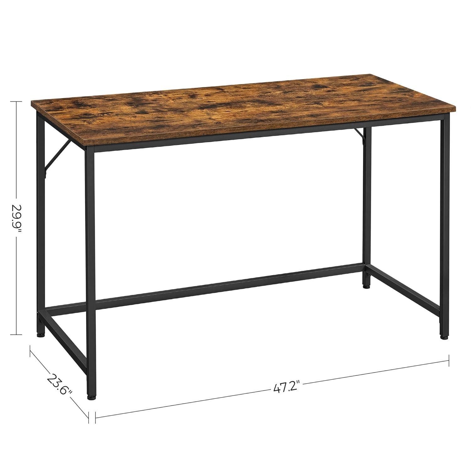 VASAGLE Computer Desk, Gaming Desk, Home Office Desk, for Small Spaces, 23.6 x 47.2 x 29.9 Inches, Industrial Style, Metal Frame, Rustic Brown and Black ULWD039B01