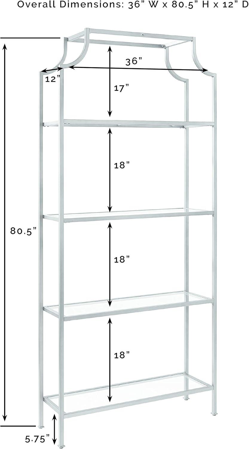 80" Aimee Glass Etagere Oil Rubbed Bronze - Crosley: Sturdy Steel Frame, 4 Fixed Shelves