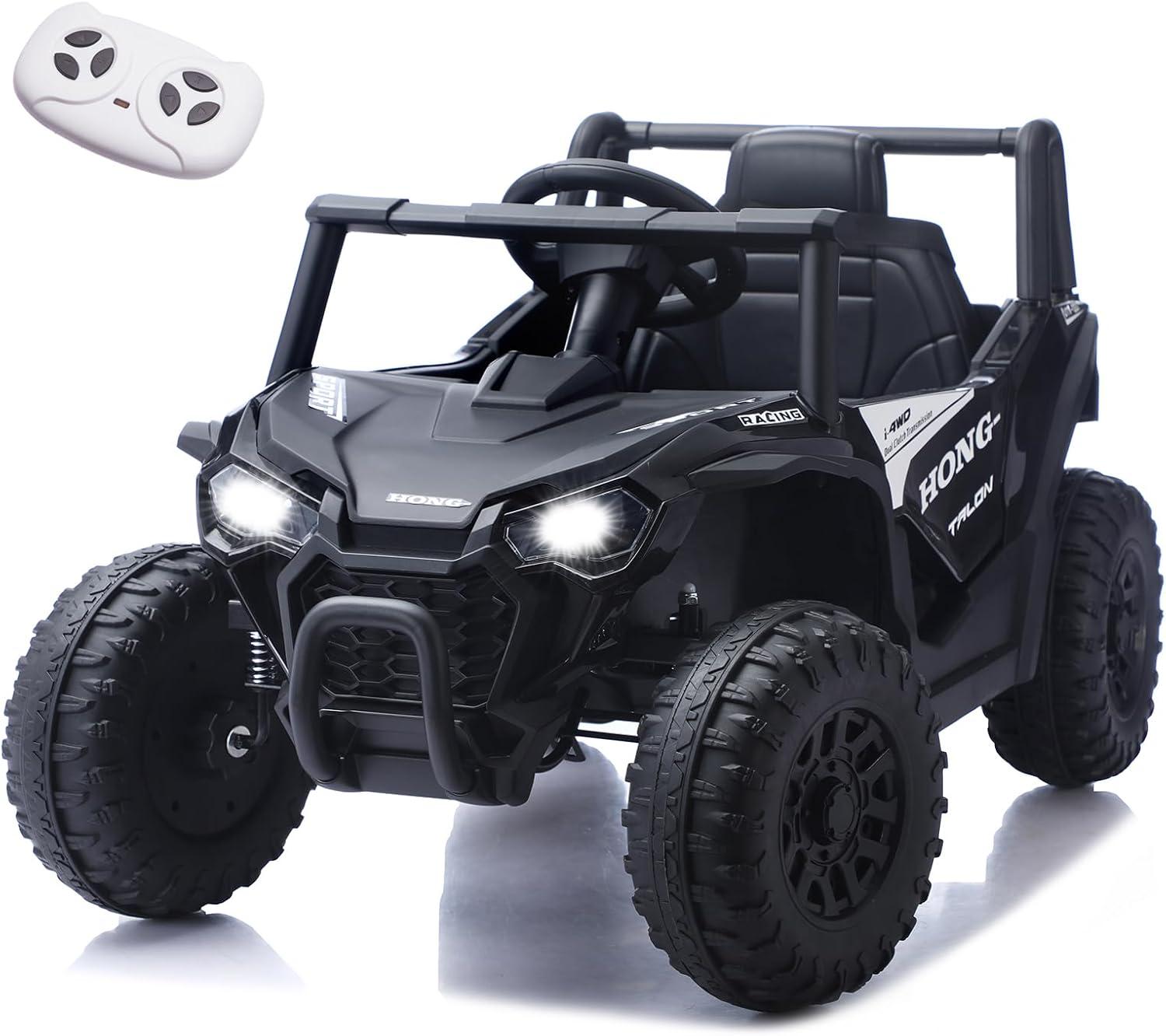 iYofe 24V Ride on Toys for Kids, Kids Ride on Car for Boys Girls 3-6, Powered Ride on UTV Electric Cars for Kids with Remote Control, Bluetooth Music, LED Lights, 4 Wheels Spring Suspension, Blue