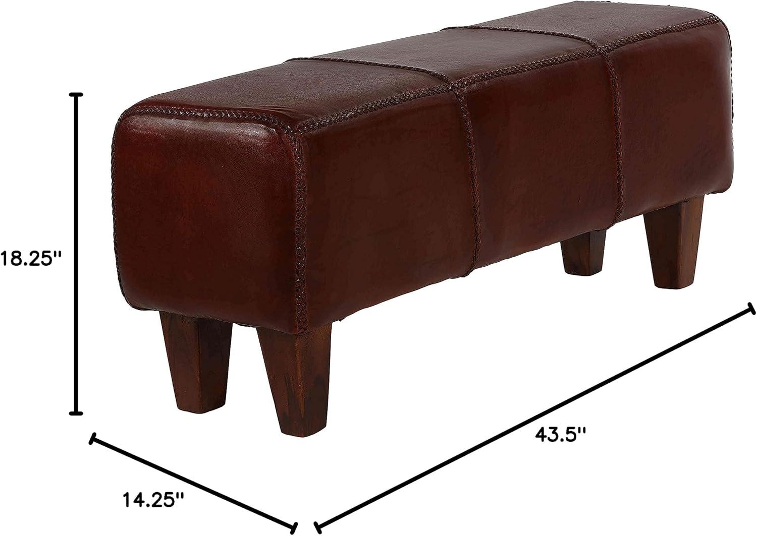 Genuine Leather Upholstered Bench