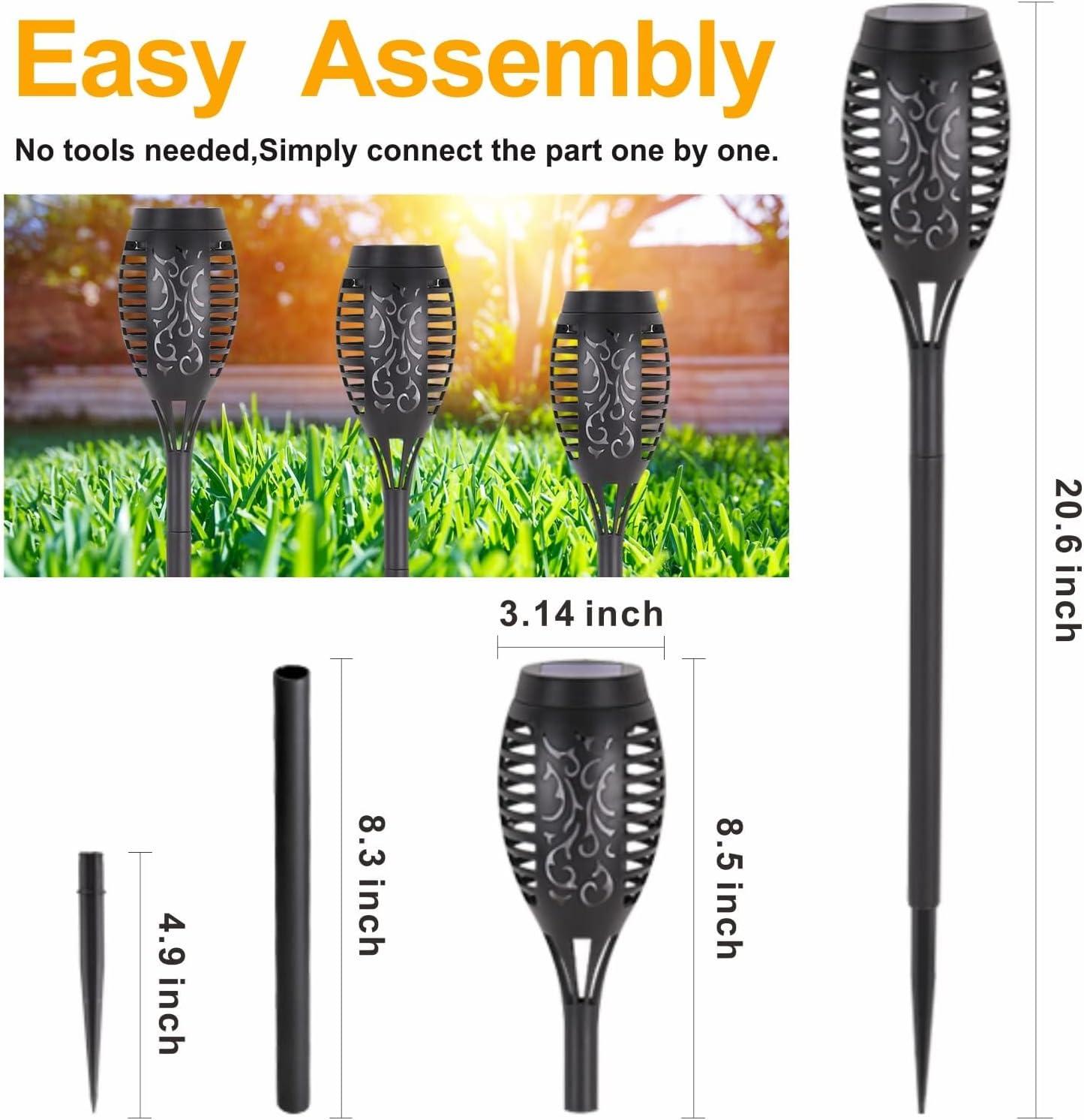 Solar Lights for Outdoor Torch Path Decor Landscape Lighting, Flickering Flame Waterproof 8 Pack