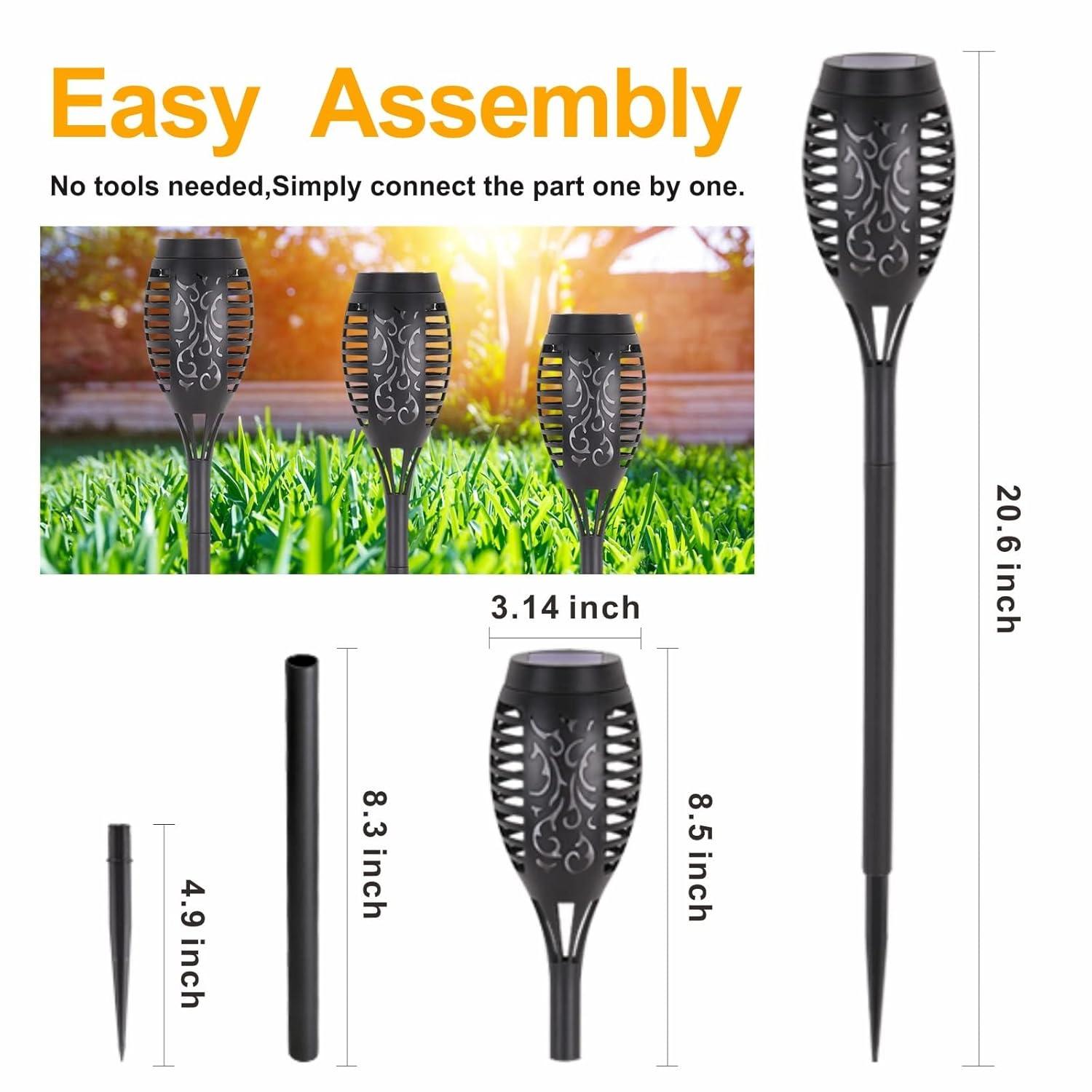 Solar Lights for Outdoor Torch Path Decor Landscape Lighting, Flickering Flame Waterproof 8 Pack