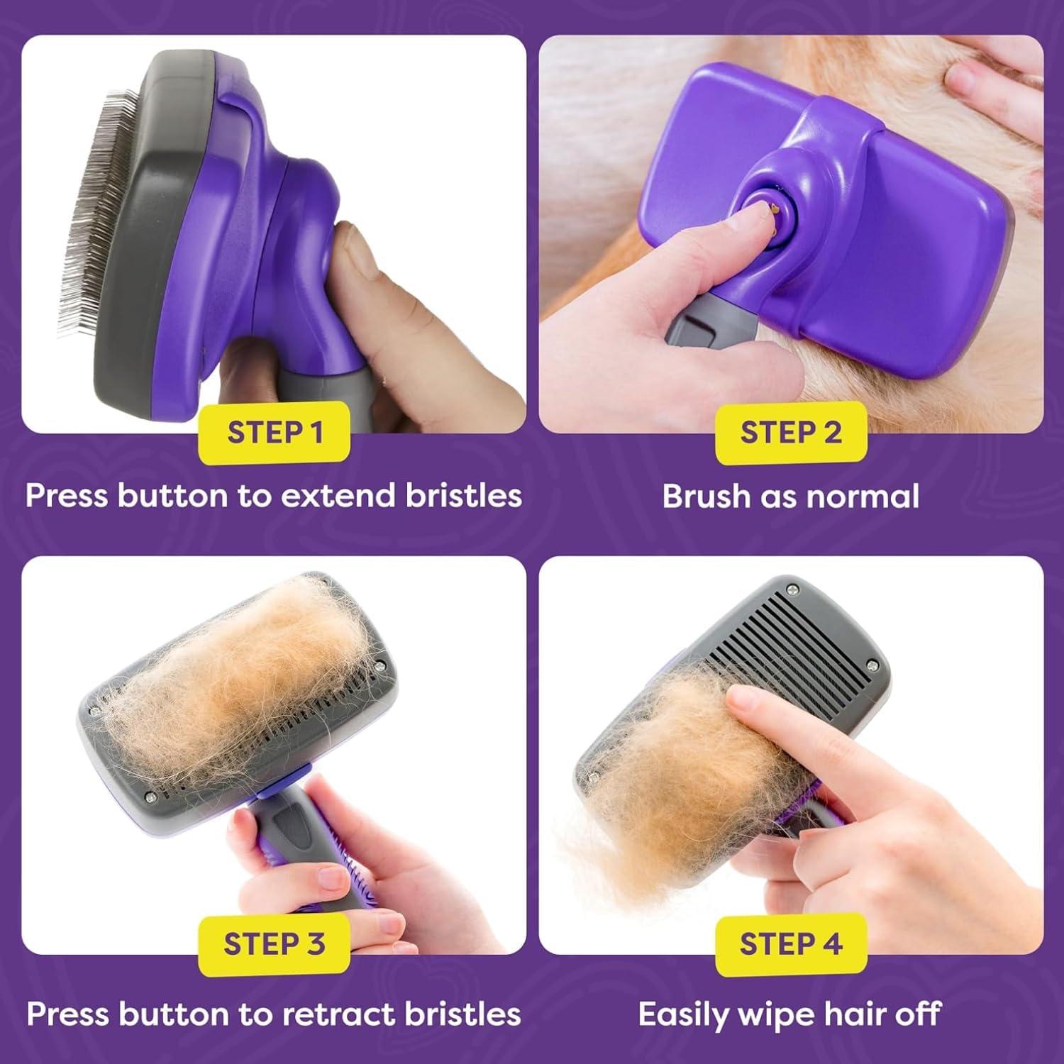 Hertzko Self Cleaning Slicker Brush – Gently Removes Loose Undercoat, Mats and Tangled Hair – Your Dog or Cat Will Love Being Brushed with The Grooming Brush