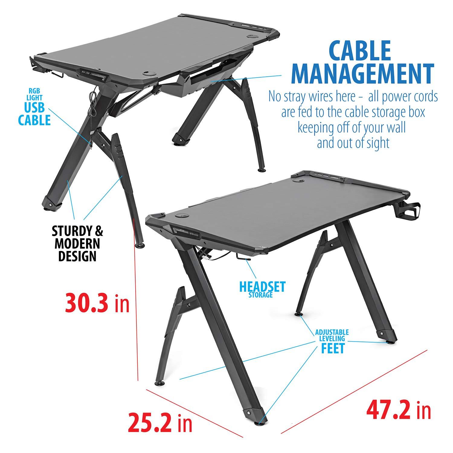 Inbox Zero Déco Gear 47" LED Carbon Fiber Surface Gaming Desk & Reviews | Wayfair