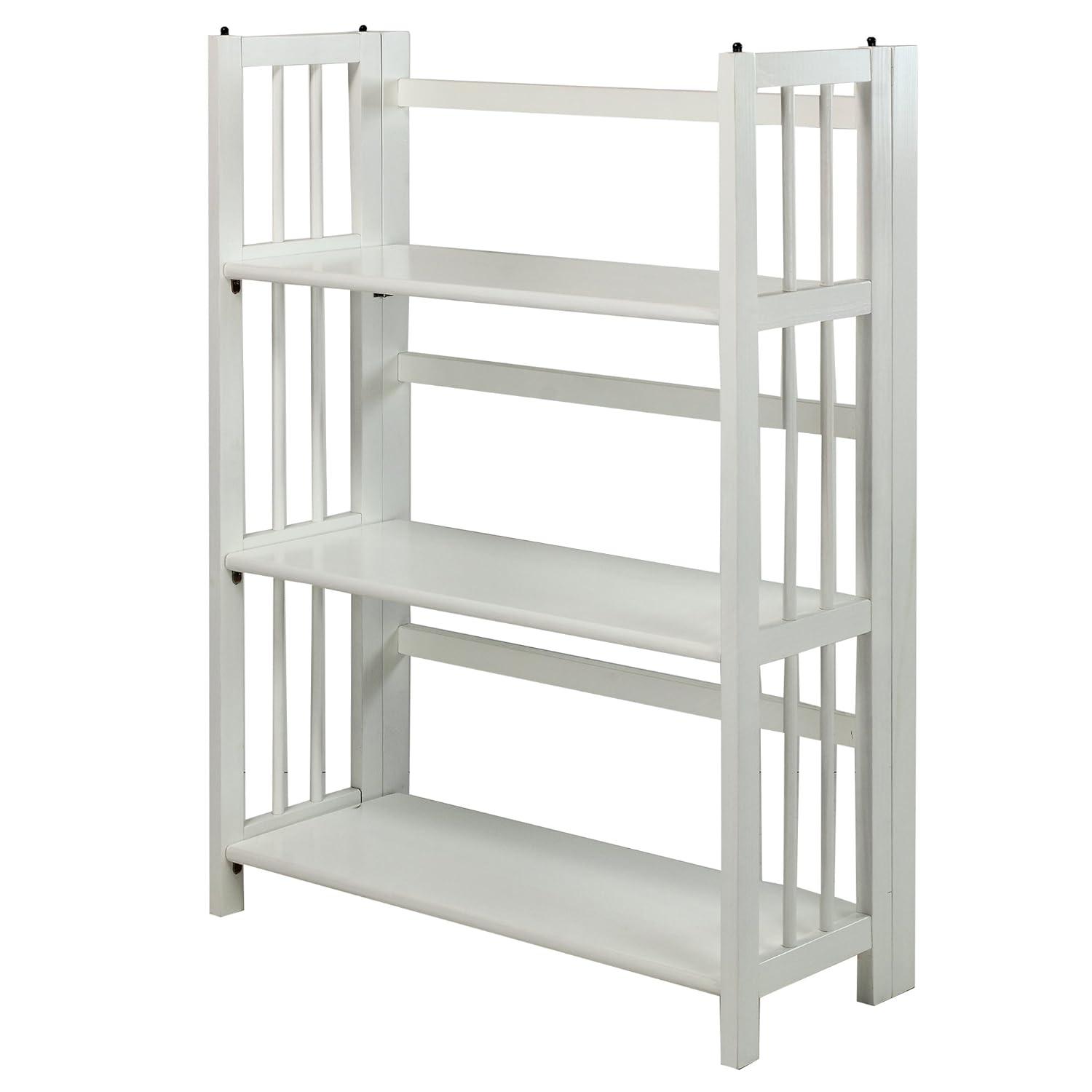 Casual Home 3-Shelf Folding Stackable Bookcase 27.5" Wide-White
