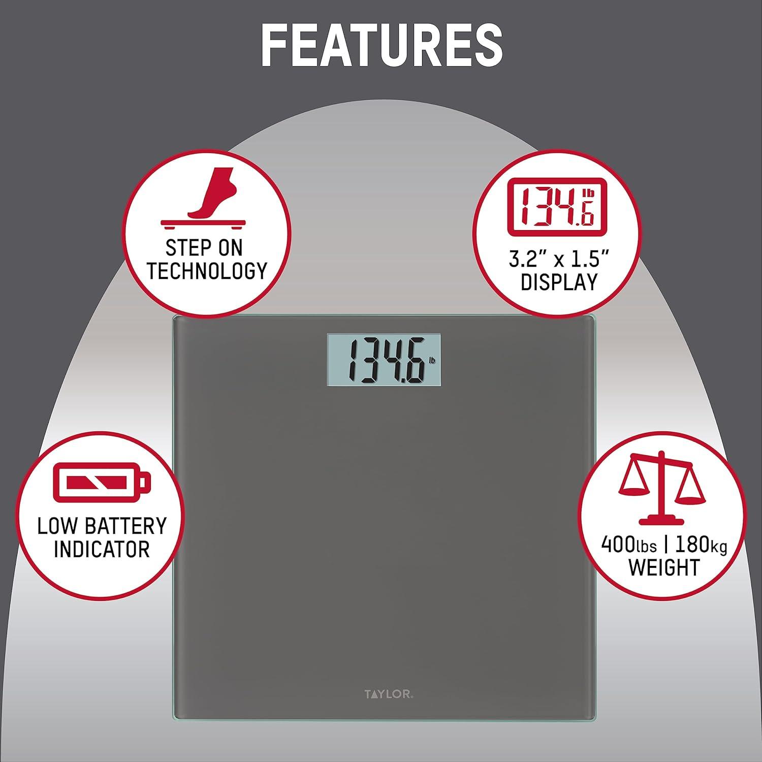 Taylor Taylor Digital Scale, 400 LB Capacity, 11.8 x 11.8 Inches