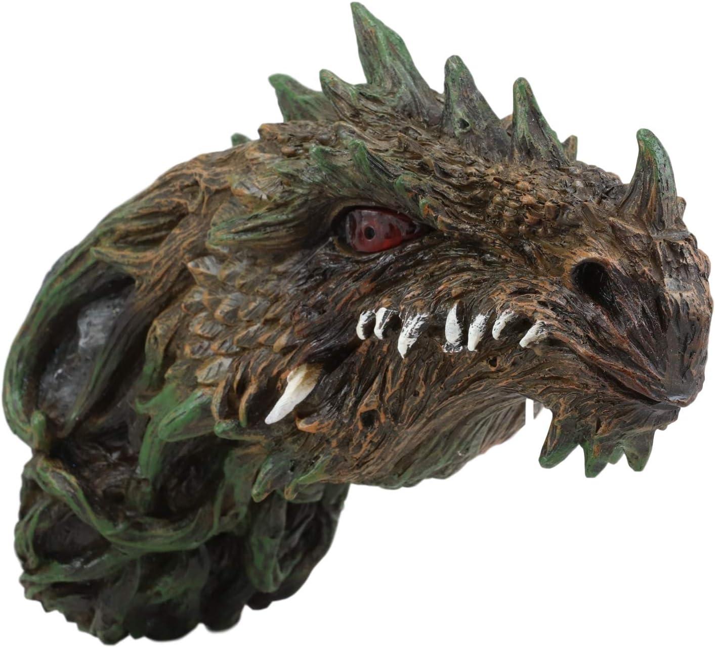 Green Dryad Dragon Head Wall Sculpture with LED Eyes