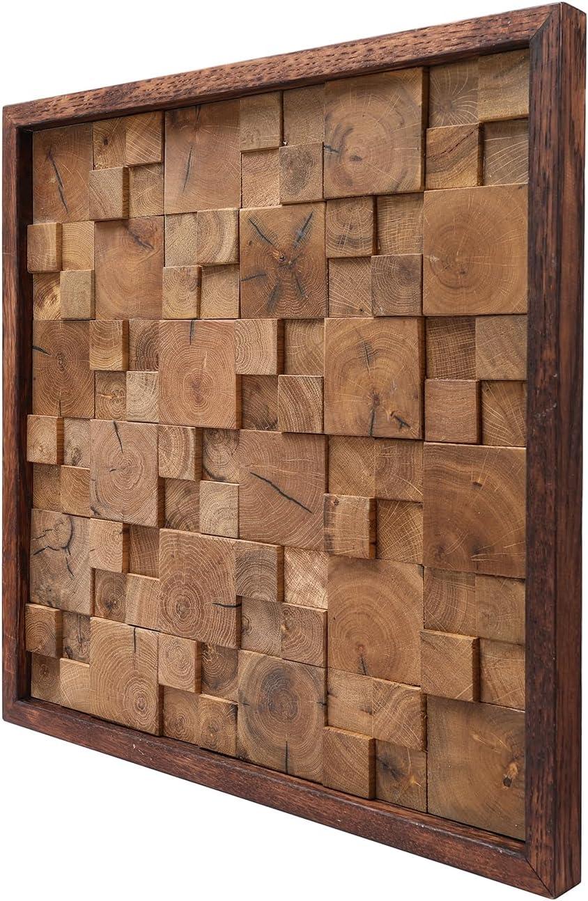 Rustic Abstract Wall Decor on Solid Wood