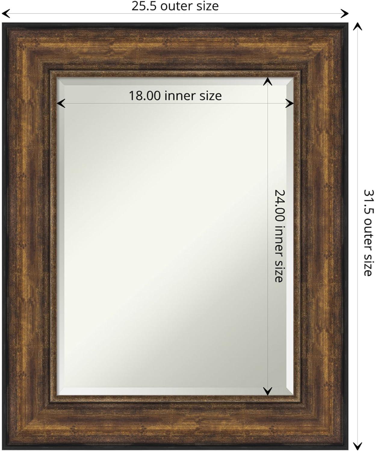 Medium Rectangle Bronze Bronze/Copper Metallic Beveled Glass Modern Mirror (31.5 in. H x 25.5 in. W)