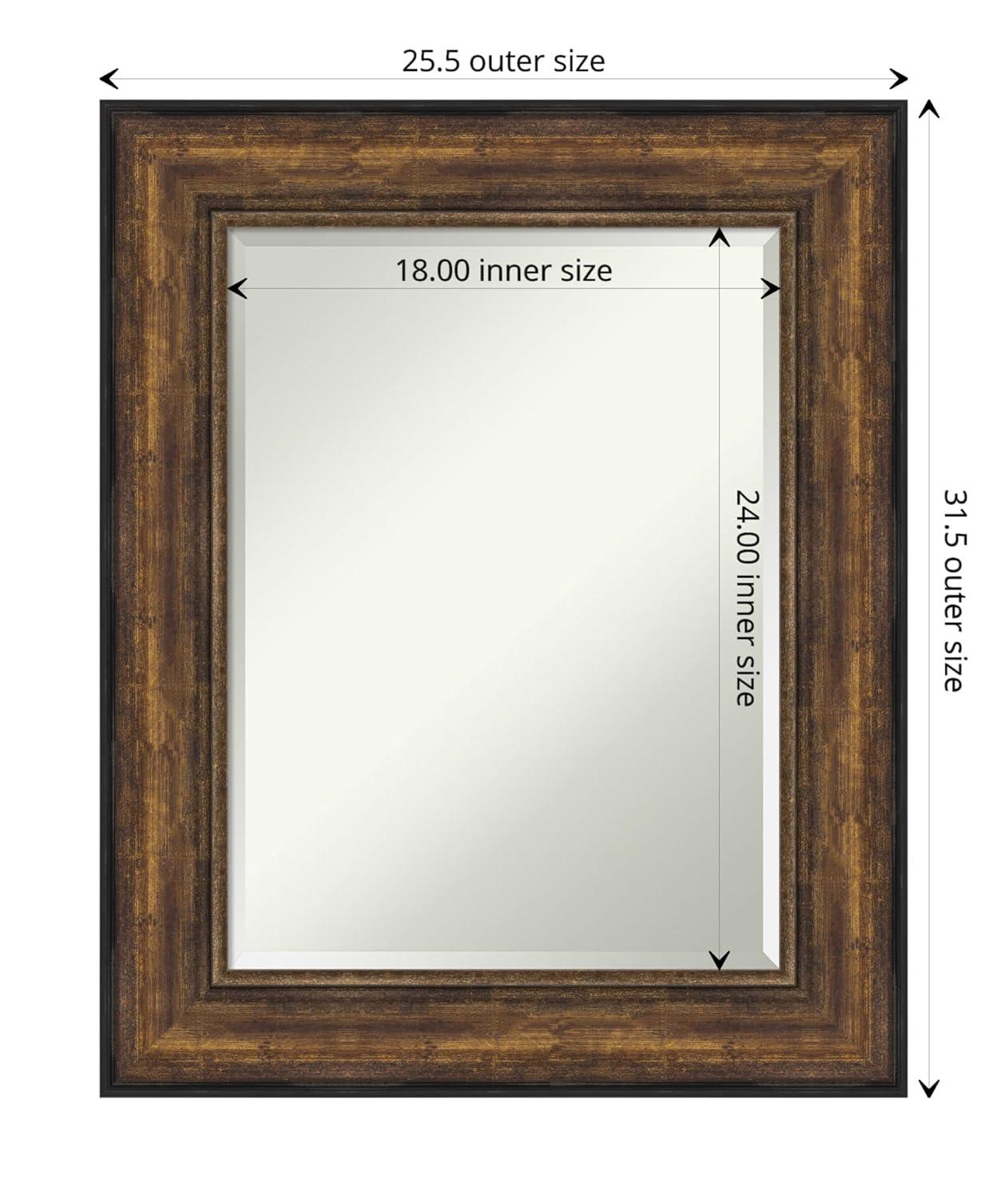 Medium Rectangle Bronze Bronze/Copper Metallic Beveled Glass Modern Mirror (31.5 in. H x 25.5 in. W)