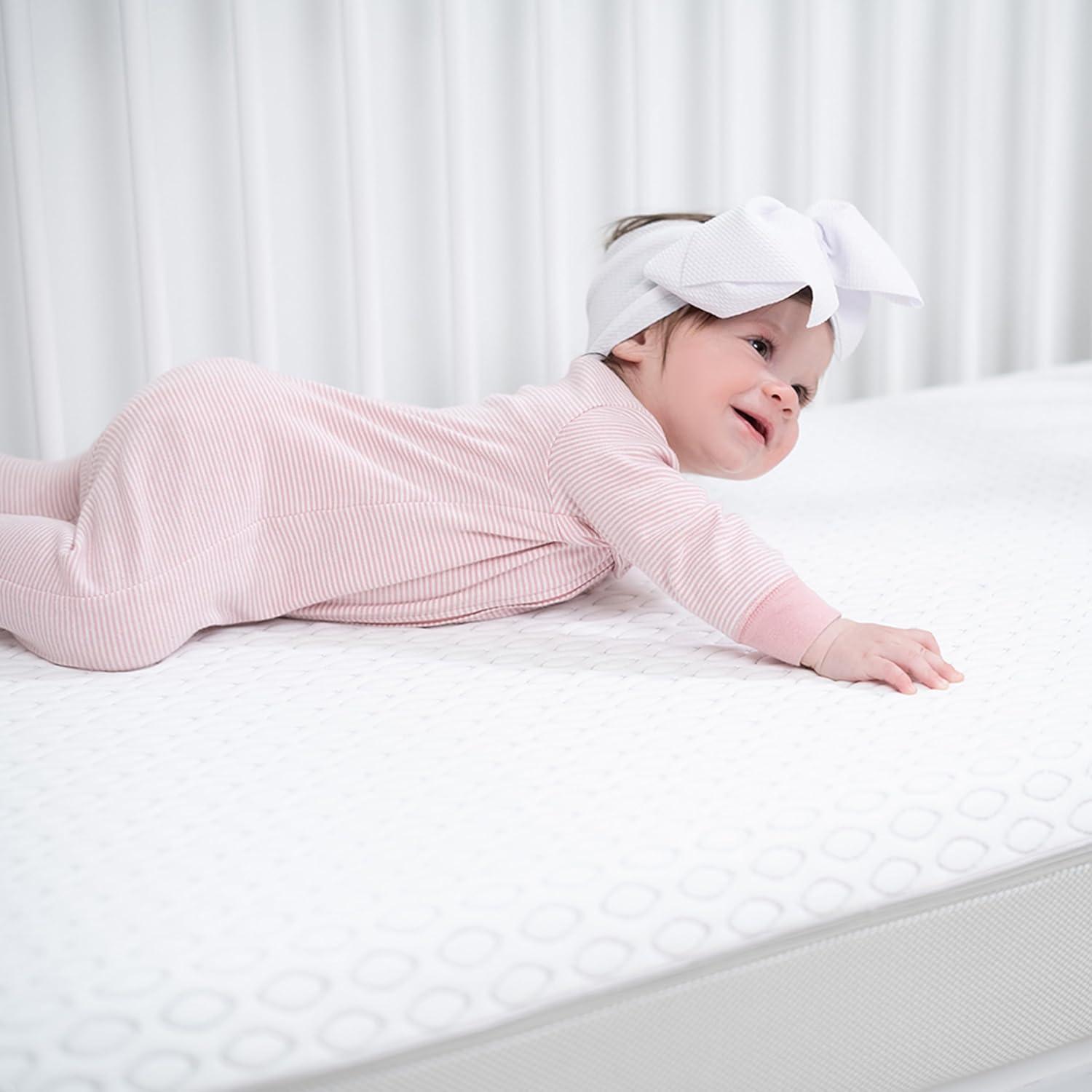 White and Gray Water Resistant Twin Size Crib Mattress