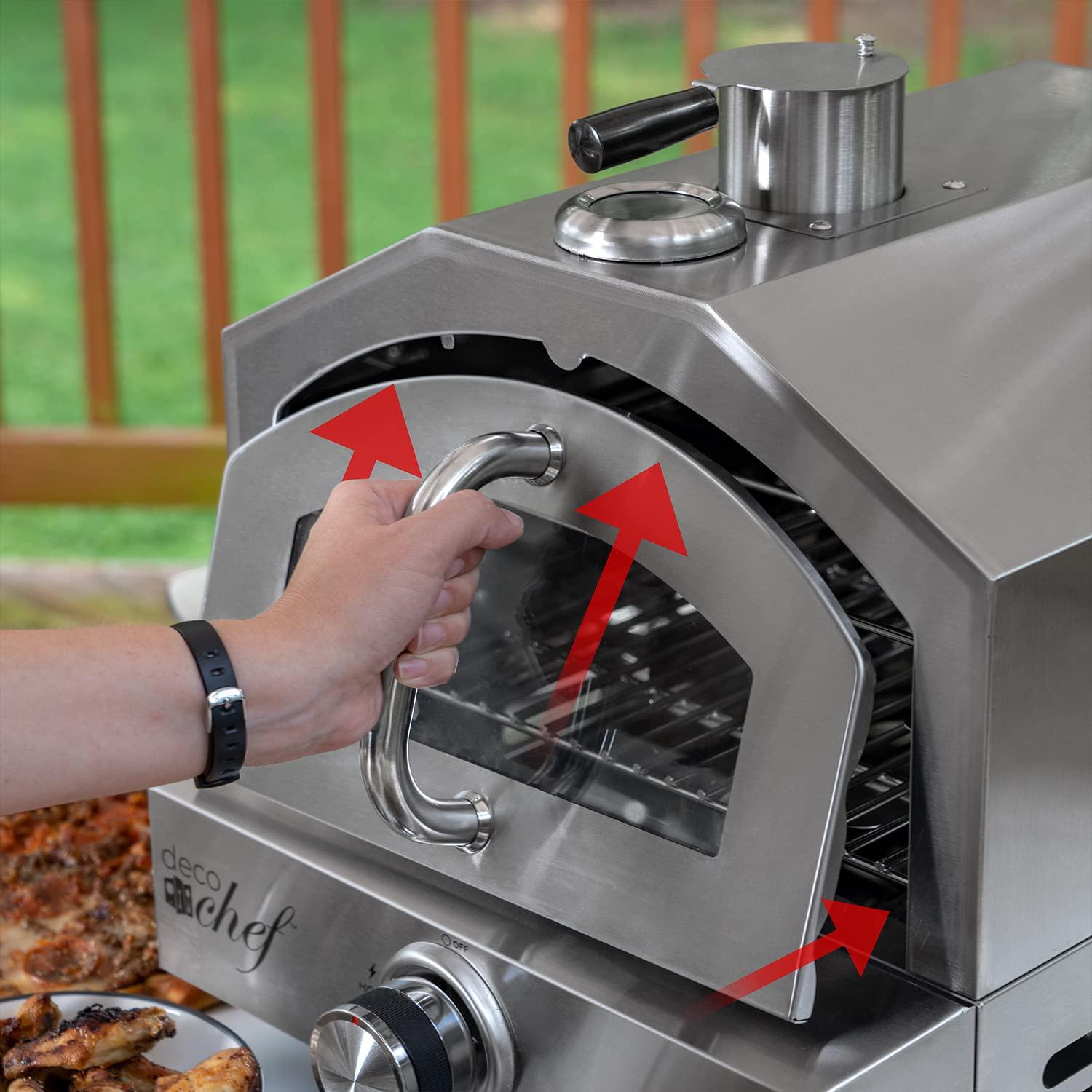 Deco Chef Deco Chef 2-in-1 Propane Gas Pizza Oven & Grill, Portable, With Pizza Stone, Peel, Rack