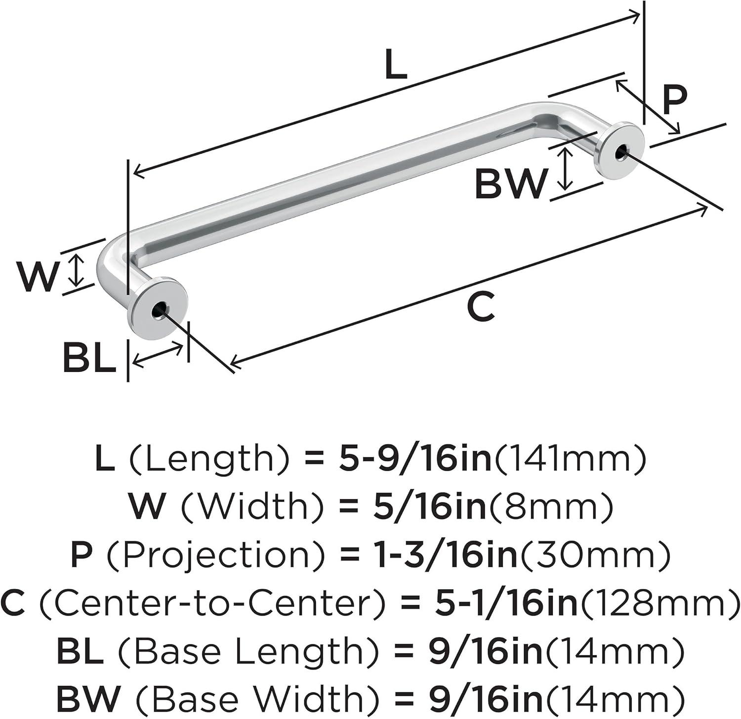 Amerock Factor 5-1/16 inch (128mm) Center-to-Center Polished Chrome Cabinet Pull