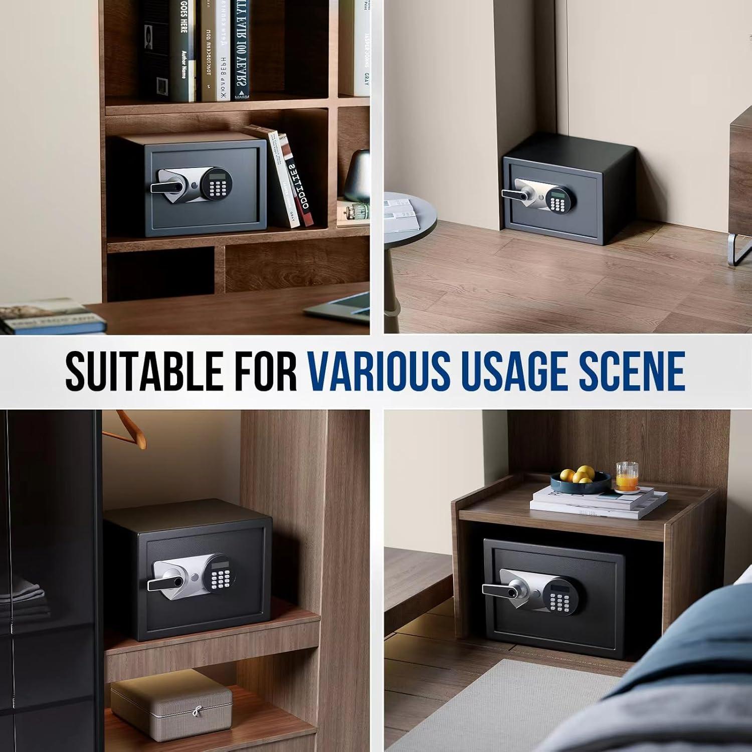 Safe Box,Blacksmith 1.0 Cuft Biometric Safes Lock Box with Fingerprint and Keypad,Security Money Safe Lock Cabinet Money Vault with Fireproof Document Bag and Removable Shelf,Black