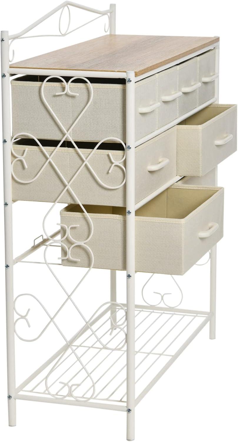 Household Essentials Wide Dresser with Storage Rack, Victorian Metal Frame and 8 Drawers, use as Dresser, Entryway Console and More, Victoria Collection