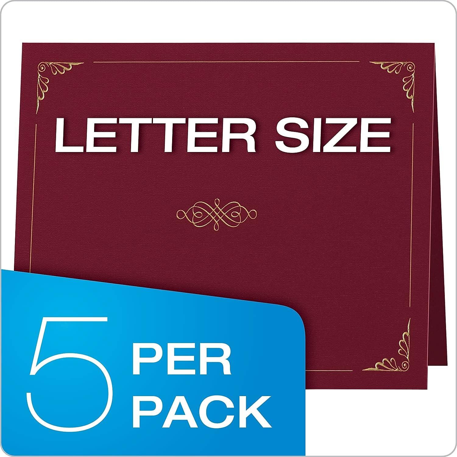 Oxford® Certificate Holder, Letter Size, Burgundy, Pack of 5
