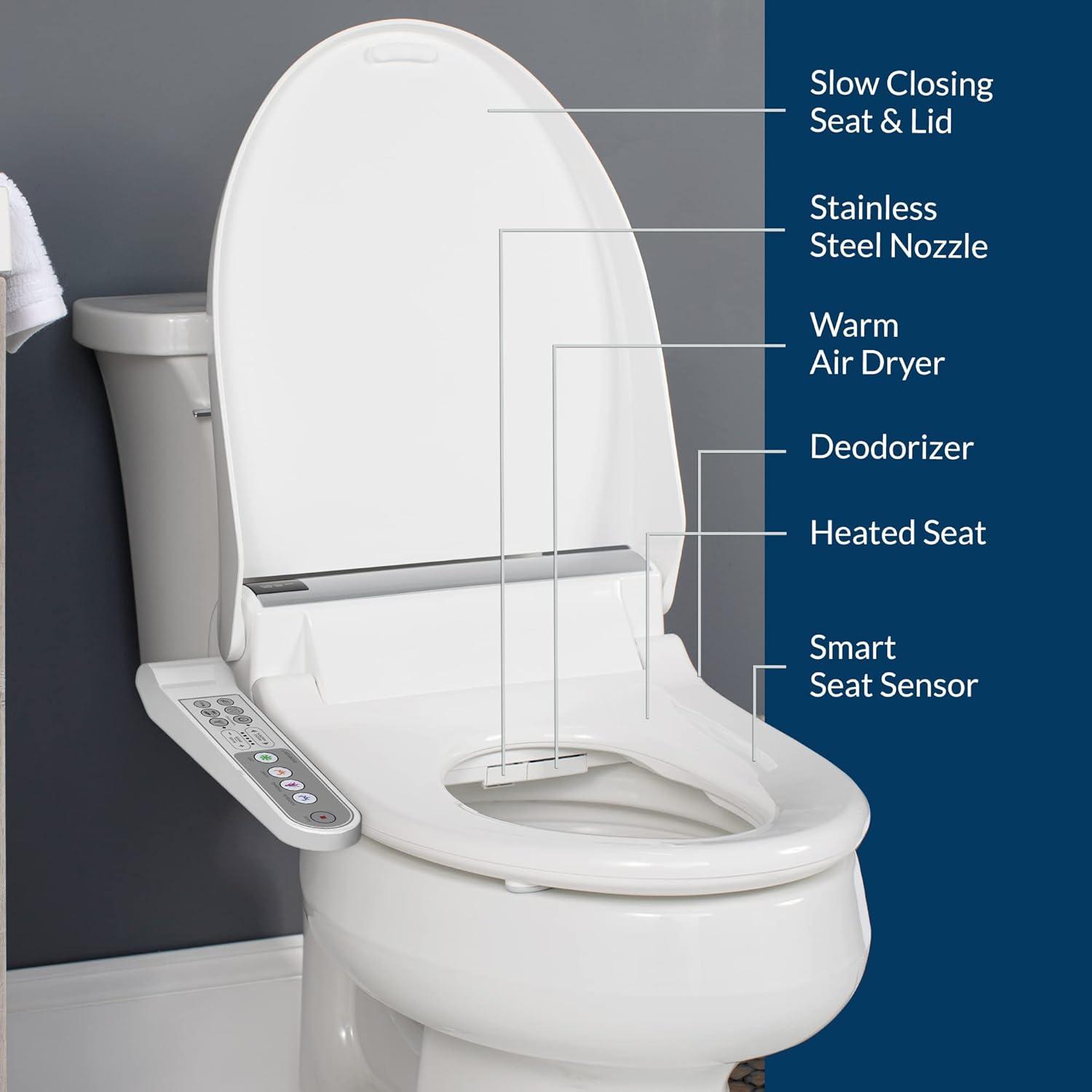 Bio Bidet White Bliss BB-1700 Elongated Bidet Toilet Seat