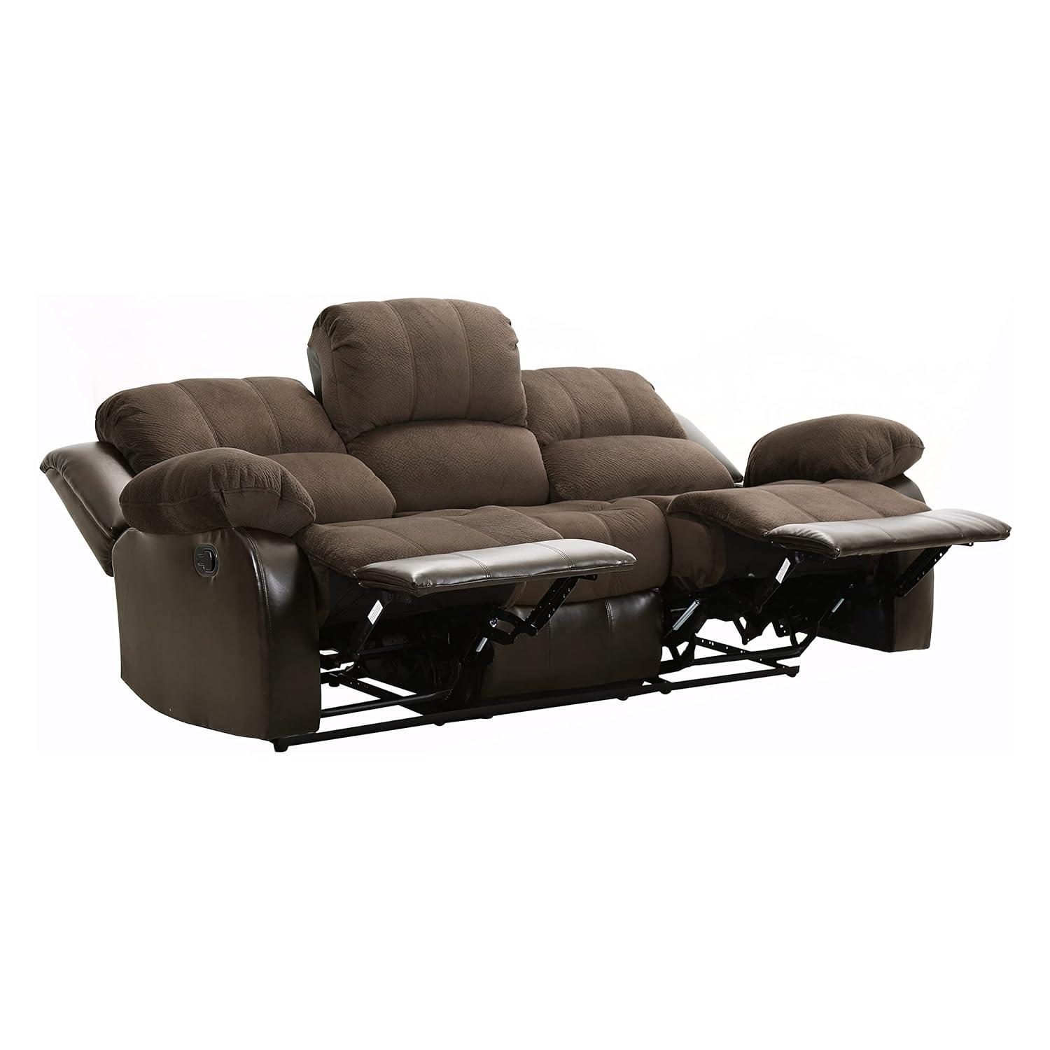 Lexicon Cranley Traditional Microfiber Double Reclining Sofa in Chocolate