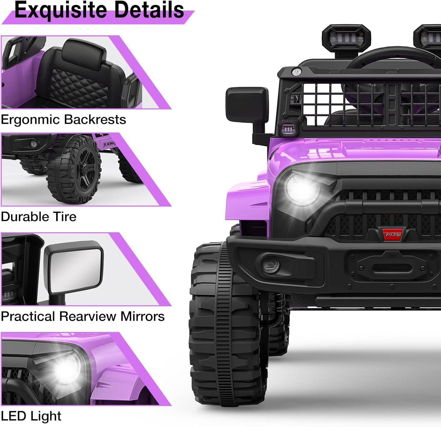 Purple 12V Kids Electric SUV with Remote Control and LED Lights