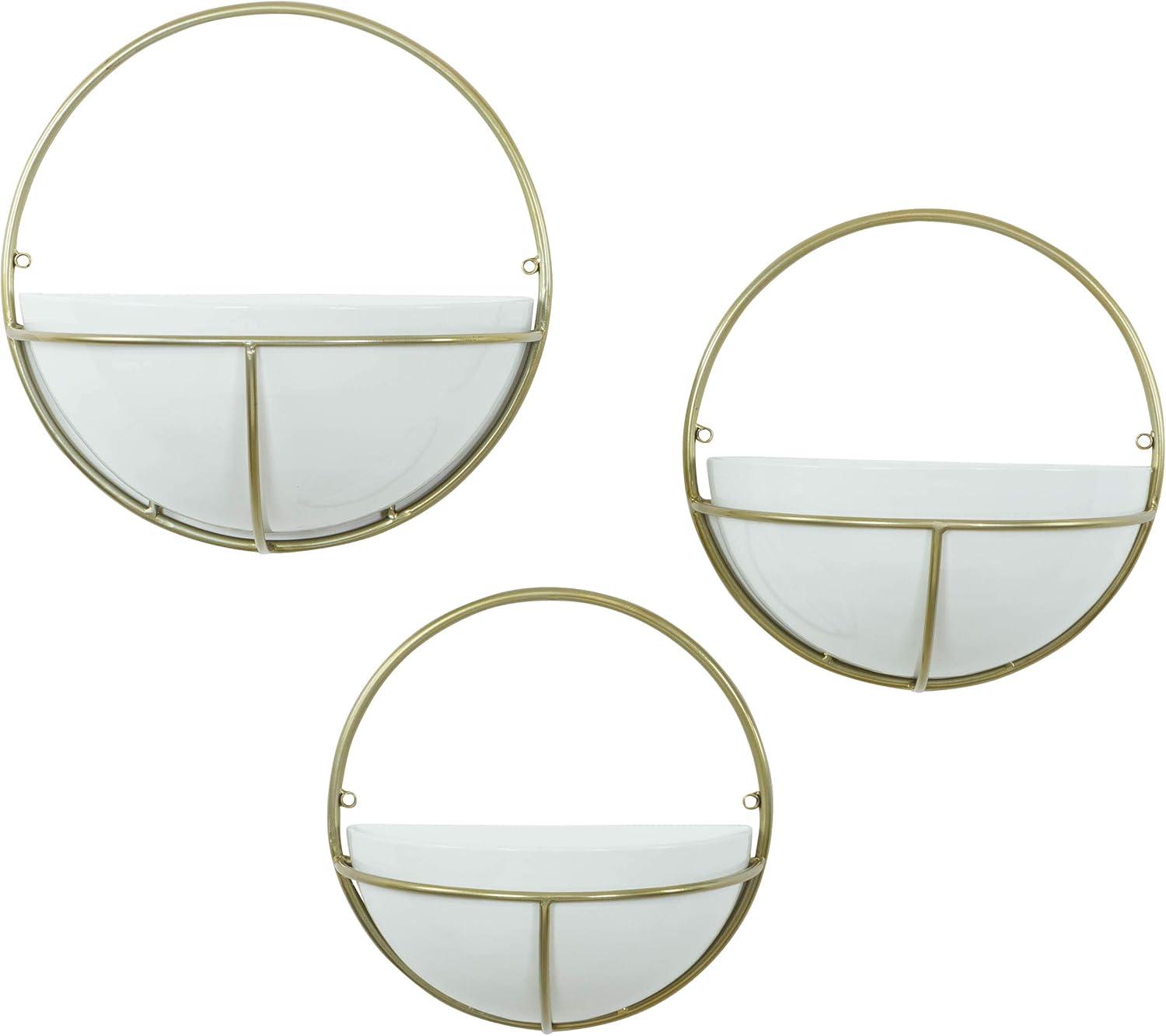 Isley Modern White and Gold Metal Wall Planters Set of 3