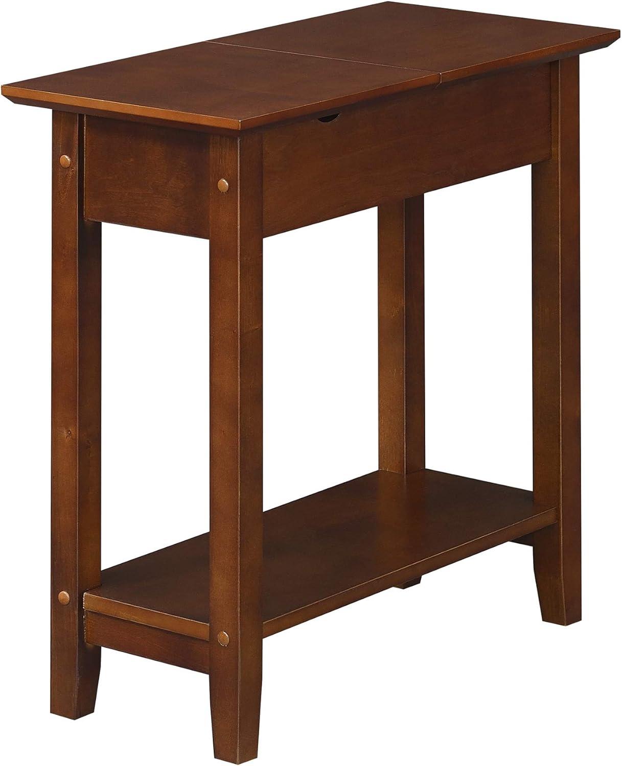 Espresso Heritage 23" Flip Top Wood End Table with Charging Station