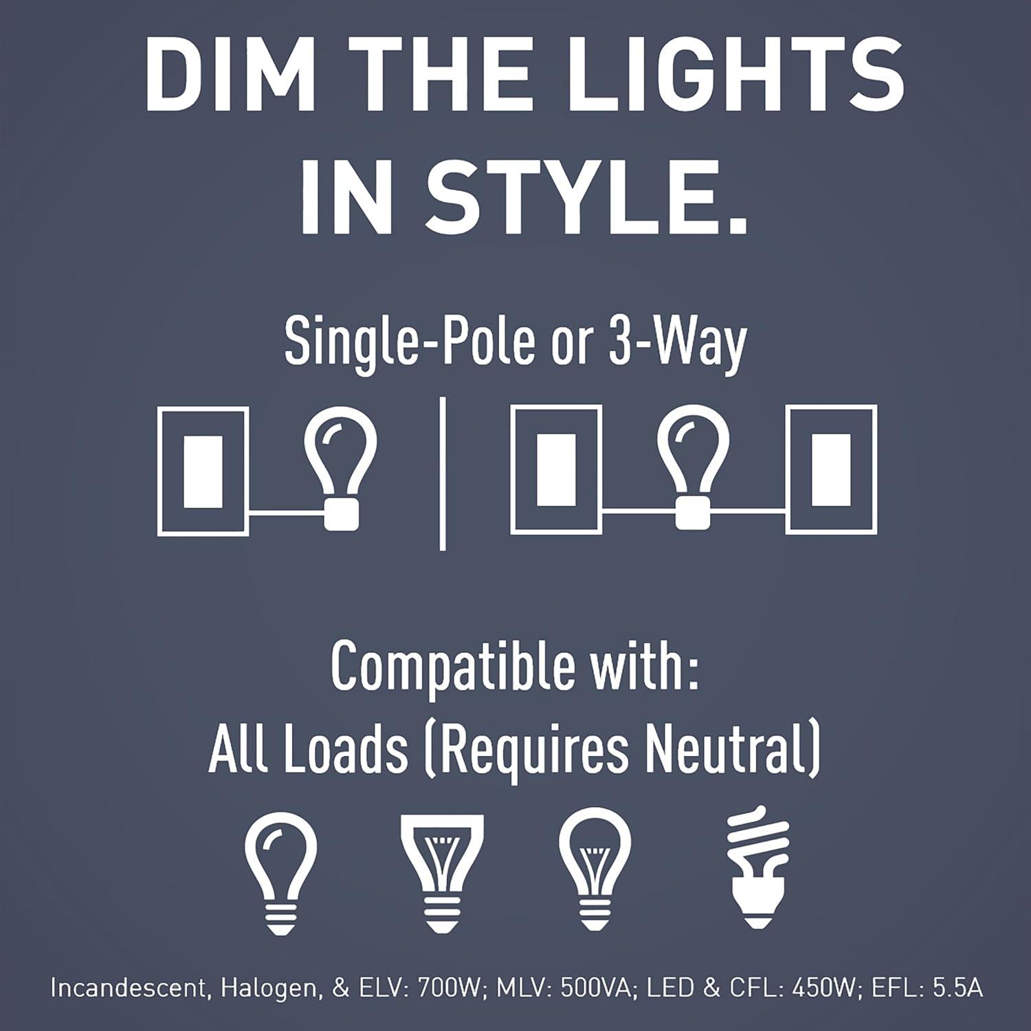 Legrand Multicolored Smart Slide Dimmer Switch with LED Locator