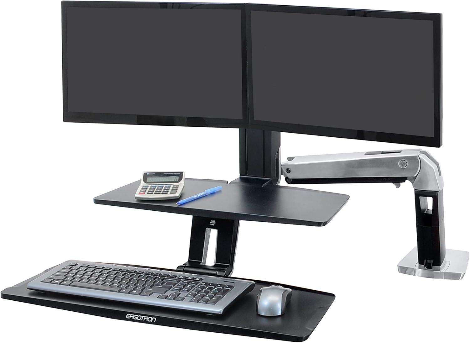 Adjustable Aluminum and Steel Dual Monitor Standing Desk Converter