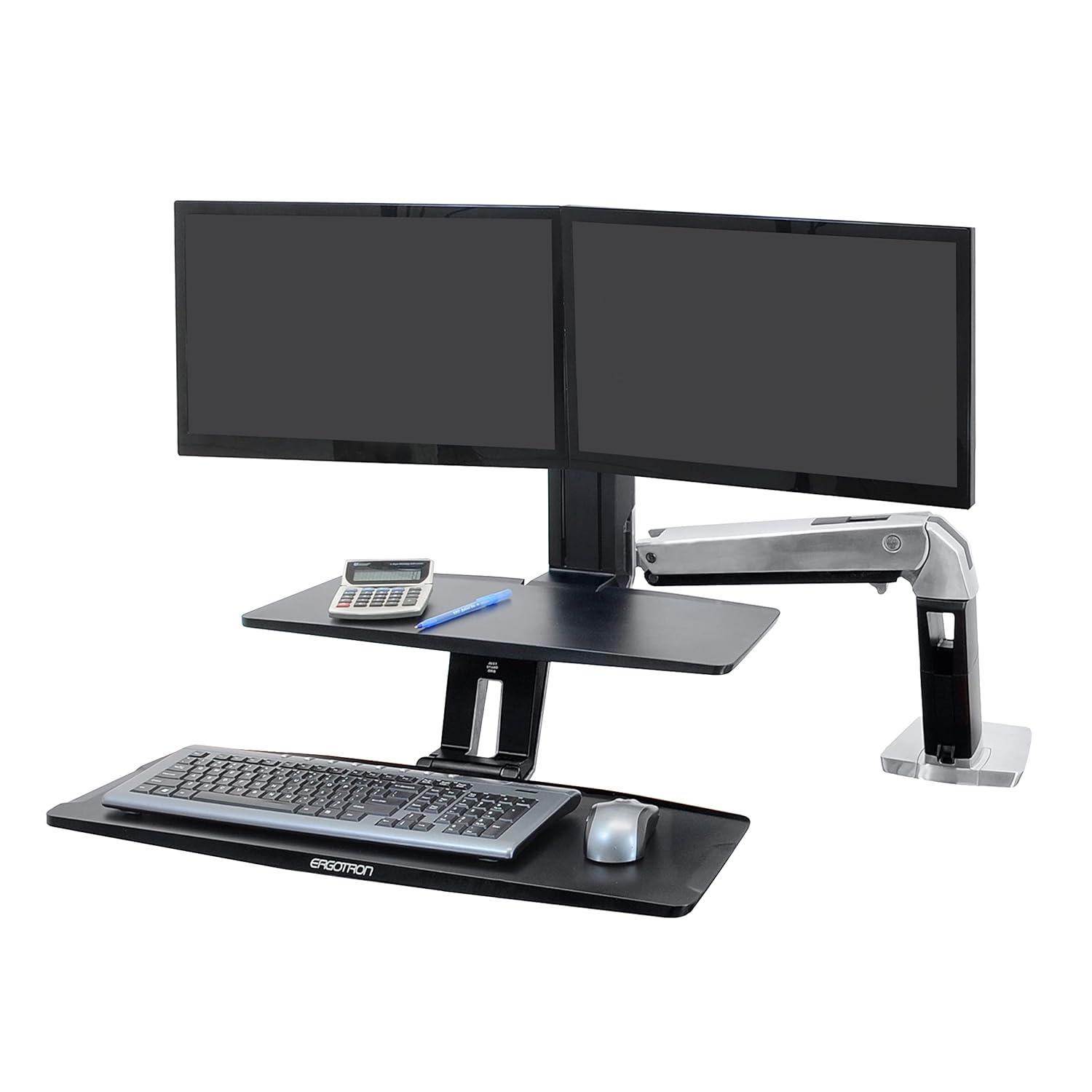 Ergotron WorkFit-A, Estación de Trabajo Dual con Teclado Suspendido 24-392-026