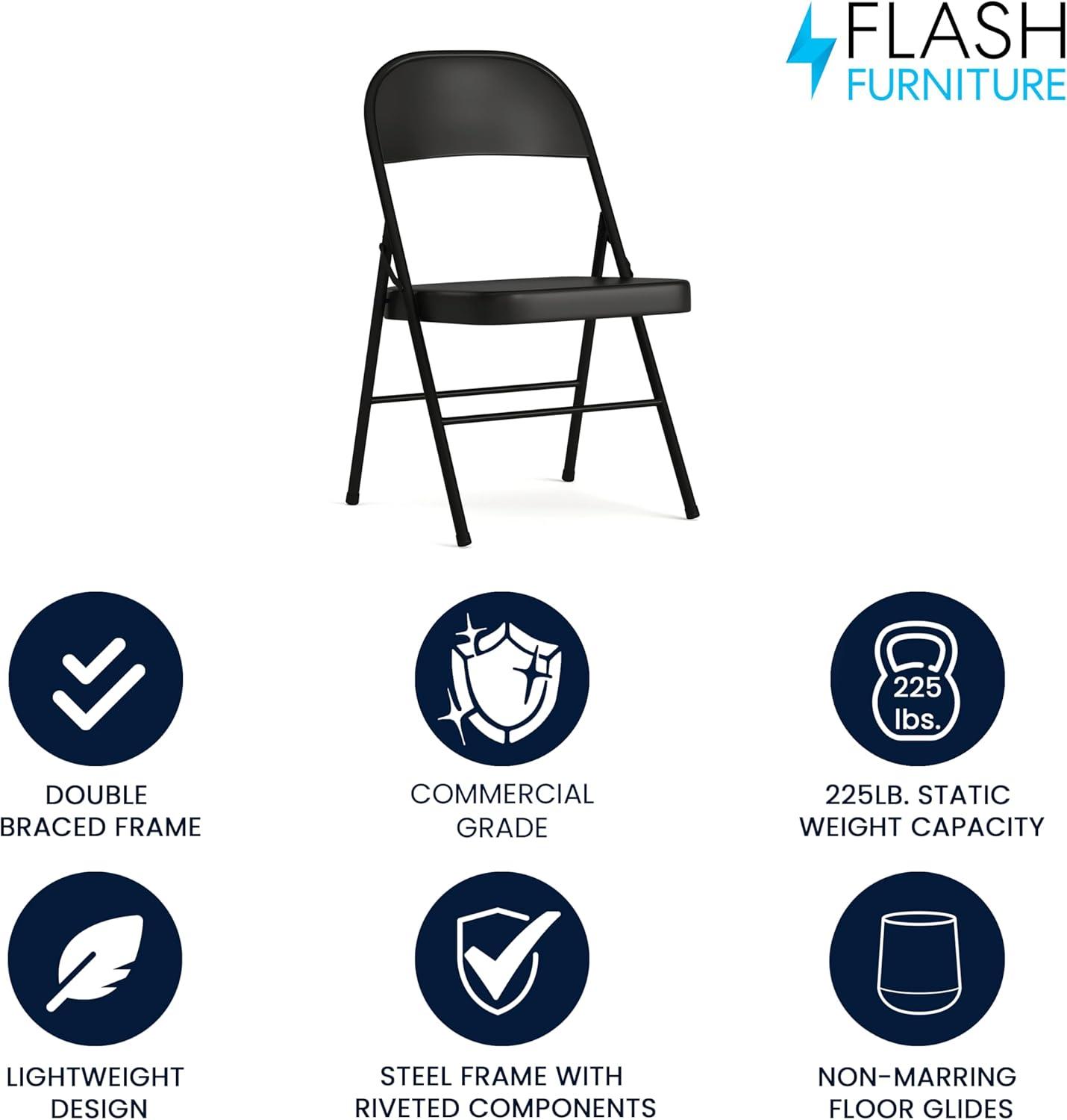 Flash Furniture HERCULES Series Double Braced Black Metal Folding Chair