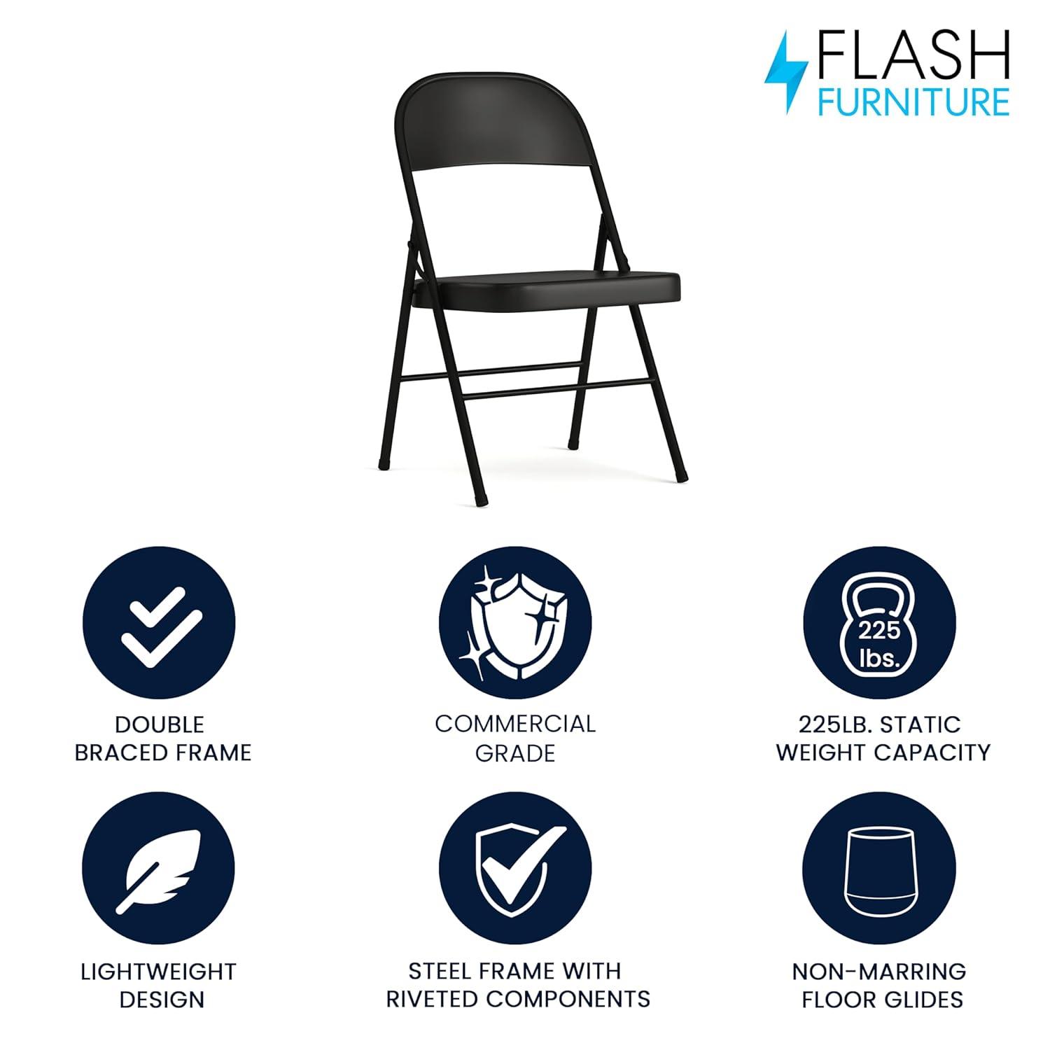 Flash Furniture HERCULES Series Double Braced Black Metal Folding Chair