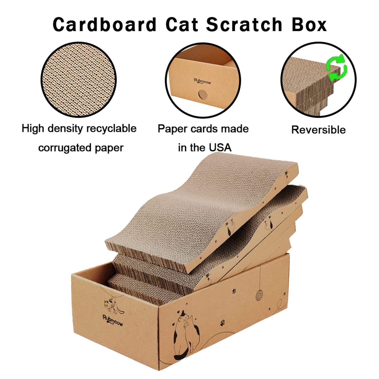 Cat Scratcher Cardboard Scratch Pad Box for Indoor Cats,5pcs Scratching Board Bed Reversible Durable,with Catnip