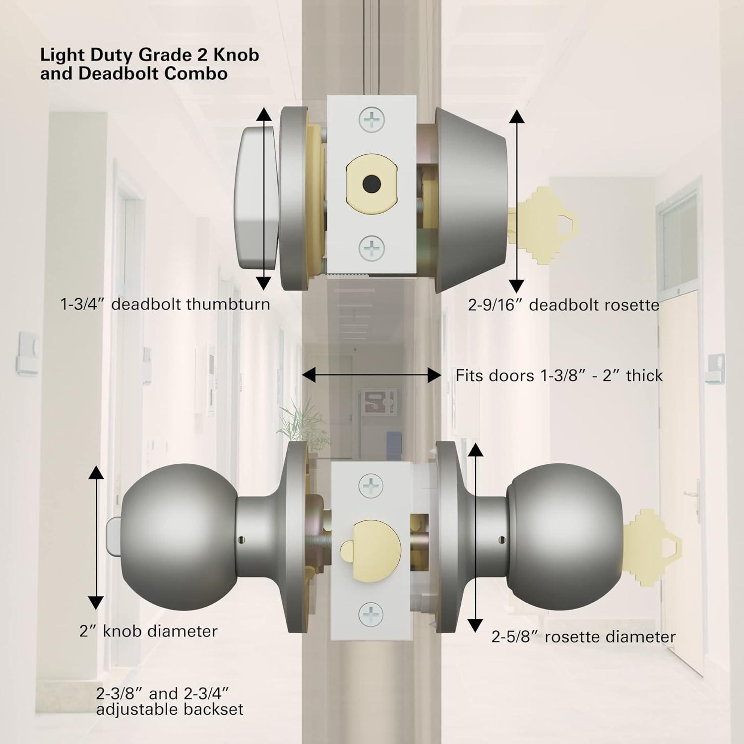 Brinks Commercial 5035104 2 in. ANSI Grade 2 Knob & Deadbolt Set