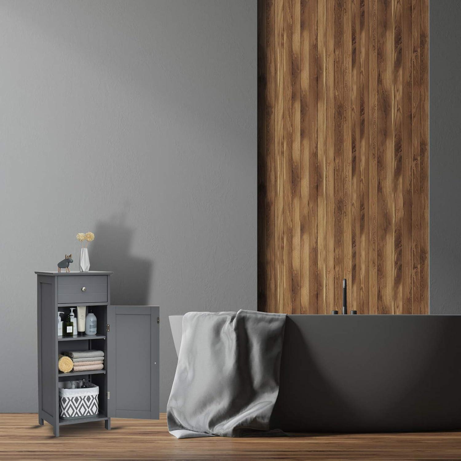 Gray MDF Bathroom Cabinet with Adjustable Shelves