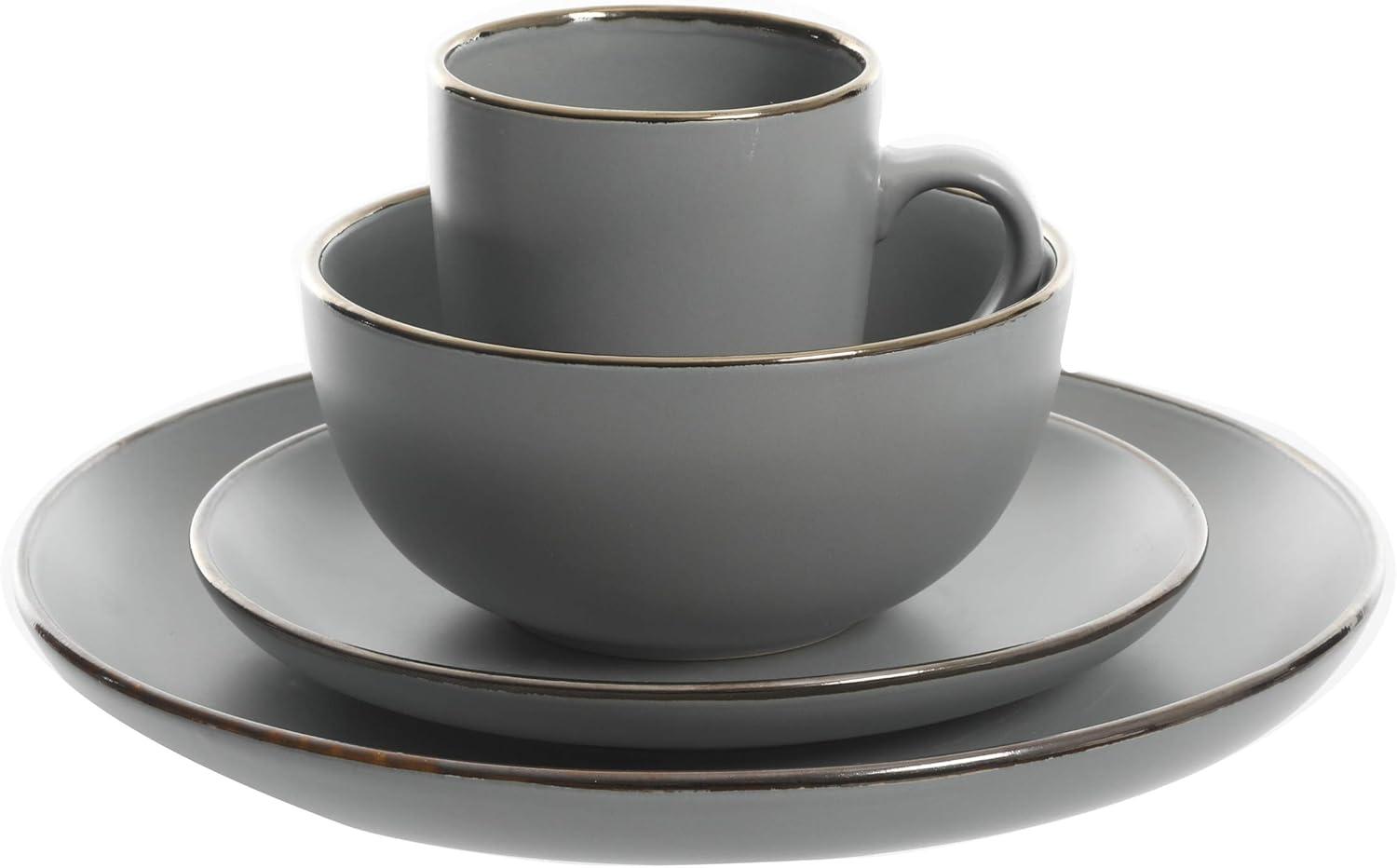 Gibson Home Rockaway Gold 16-Piece Dinnerware Set - Matte Gray