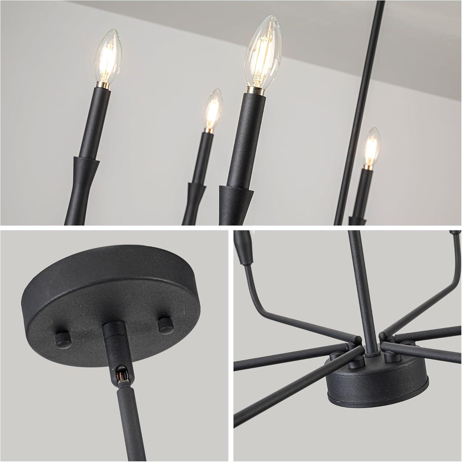 SineRise Black Chandelier, 6-Light Modern Farmhouse Chandelier, Candle Chandelier Light Fixtures, Rustic Industrial Chandelier for Entryway, Bedroom, Foyer and Living Room