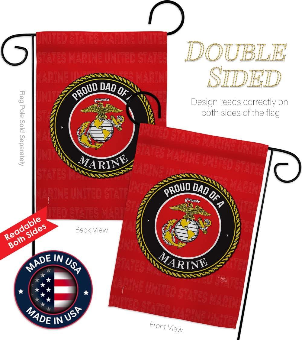 Breeze Decor G158518-BO Proud Dad Marines Garden Flag Armed Forces Marine Corps 13 x 18.5 in. Double-Sided Decorative Vertical Flags for House Decoration Banner Yard Gift