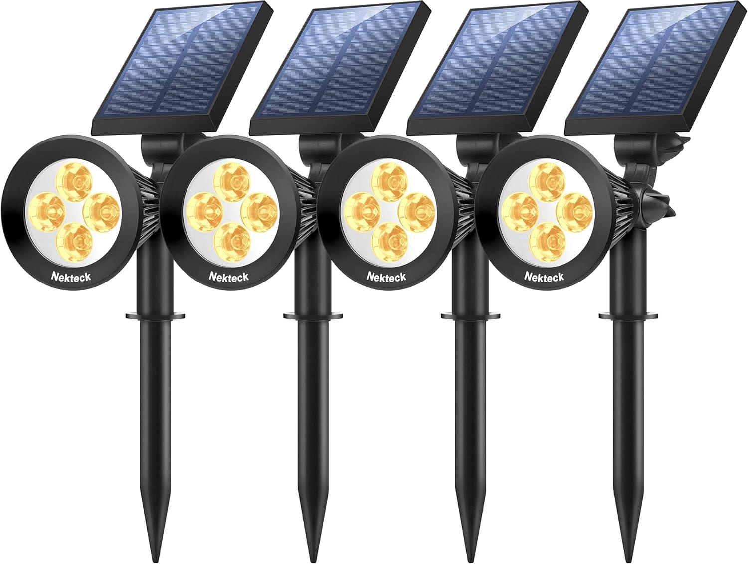 Nekteck Black Solar LED Landscape Spotlights, 4 Pack