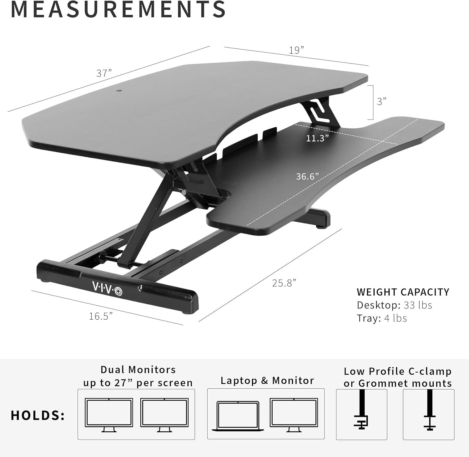 Black Corner Desk Riser