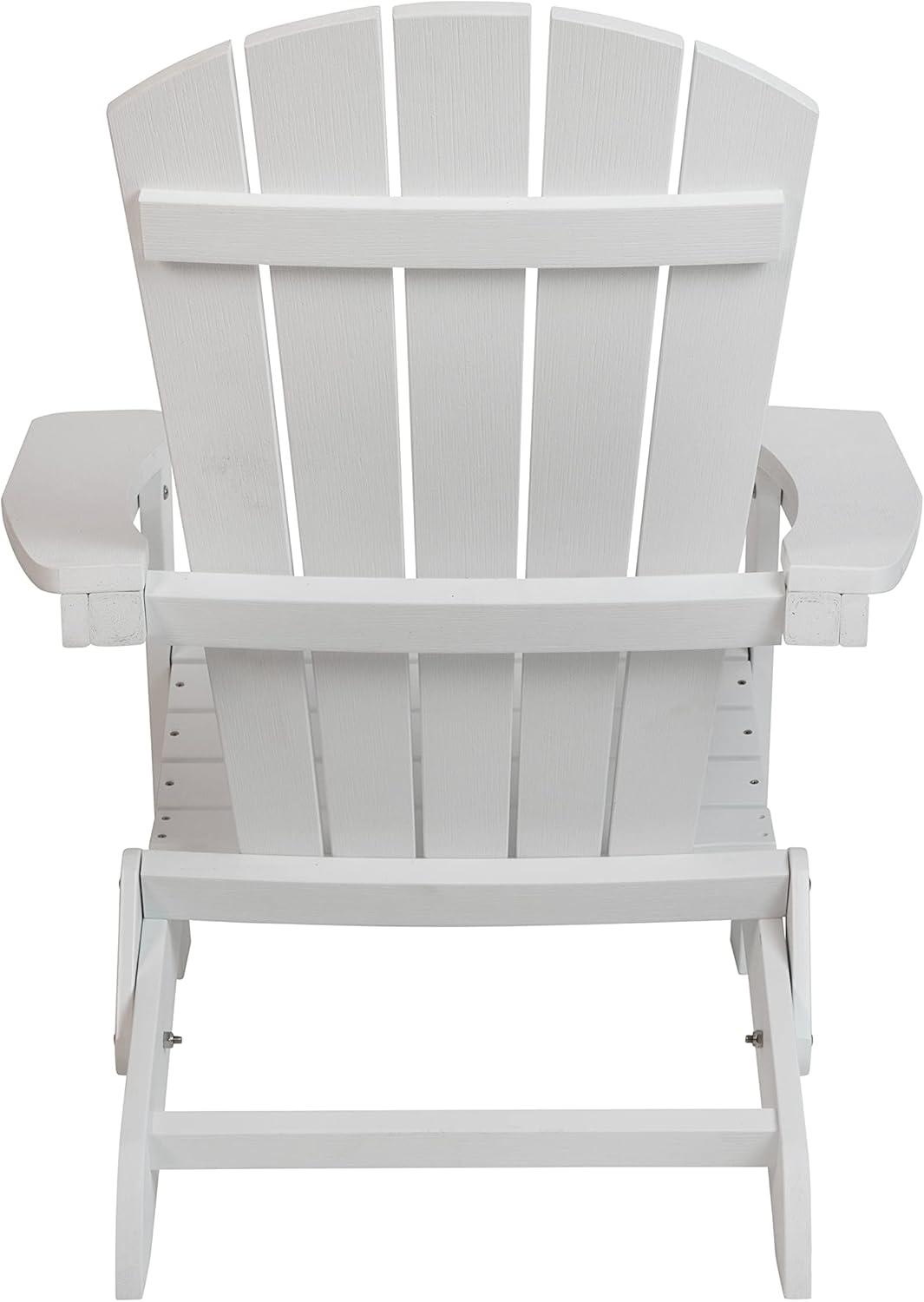 Flash Furniture Charlestown All-Weather Poly Resin Indoor/Outdoor Folding Adirondack Chair in White
