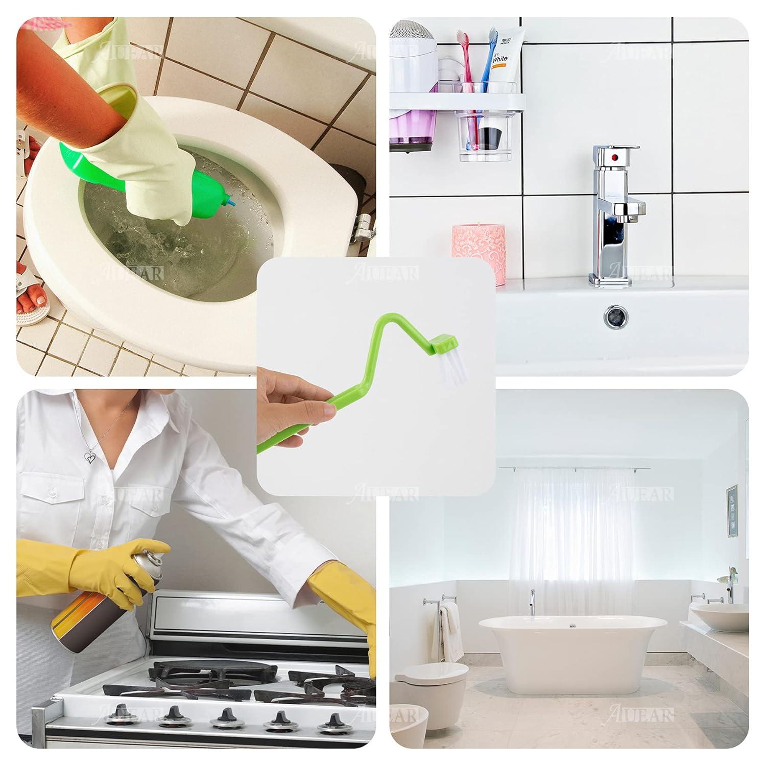 BICIDO-, 4 Pack Curved Toilet Brush 8" V Type Plastic Corner Rim Cleaning Edge