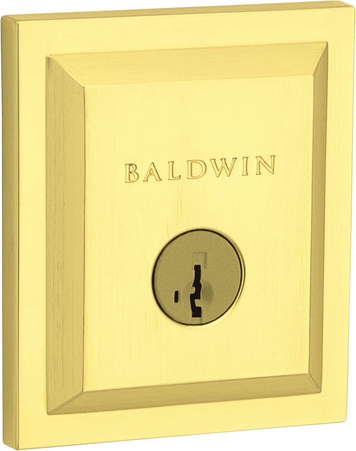 Baldwin Spyglass, Single Cylinder Front Door Deadbolt Featuring SmartKey Re-key Technology and Microban Protection, in Satin Brass