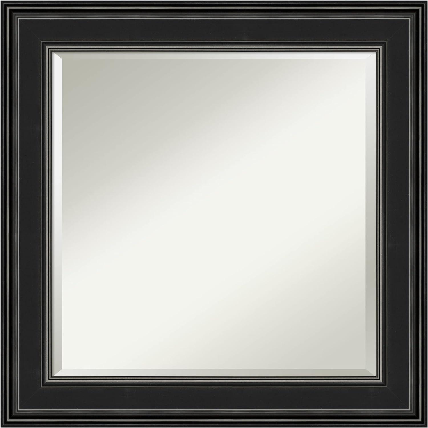 Ridge Black Square Polystyrene Framed Bathroom Vanity Mirror, 25.75"