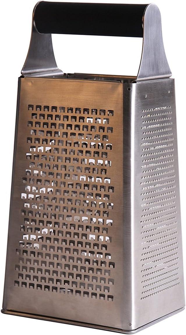 Mercer 9" Stainless Steel 4-Sided Box Grater with Rubber Handle