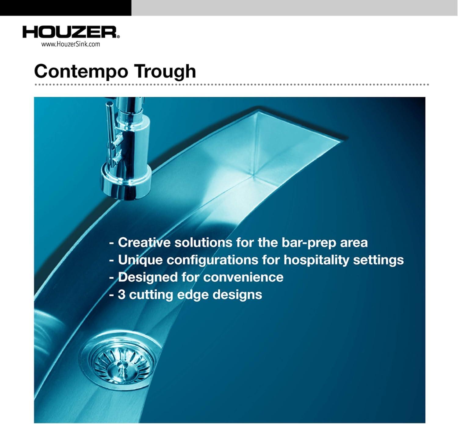 Houzer Contempo Trough 23 in Stainless Steel Undermount Single Bowl Bar Sink with Strainer and Grid - CTB-2385