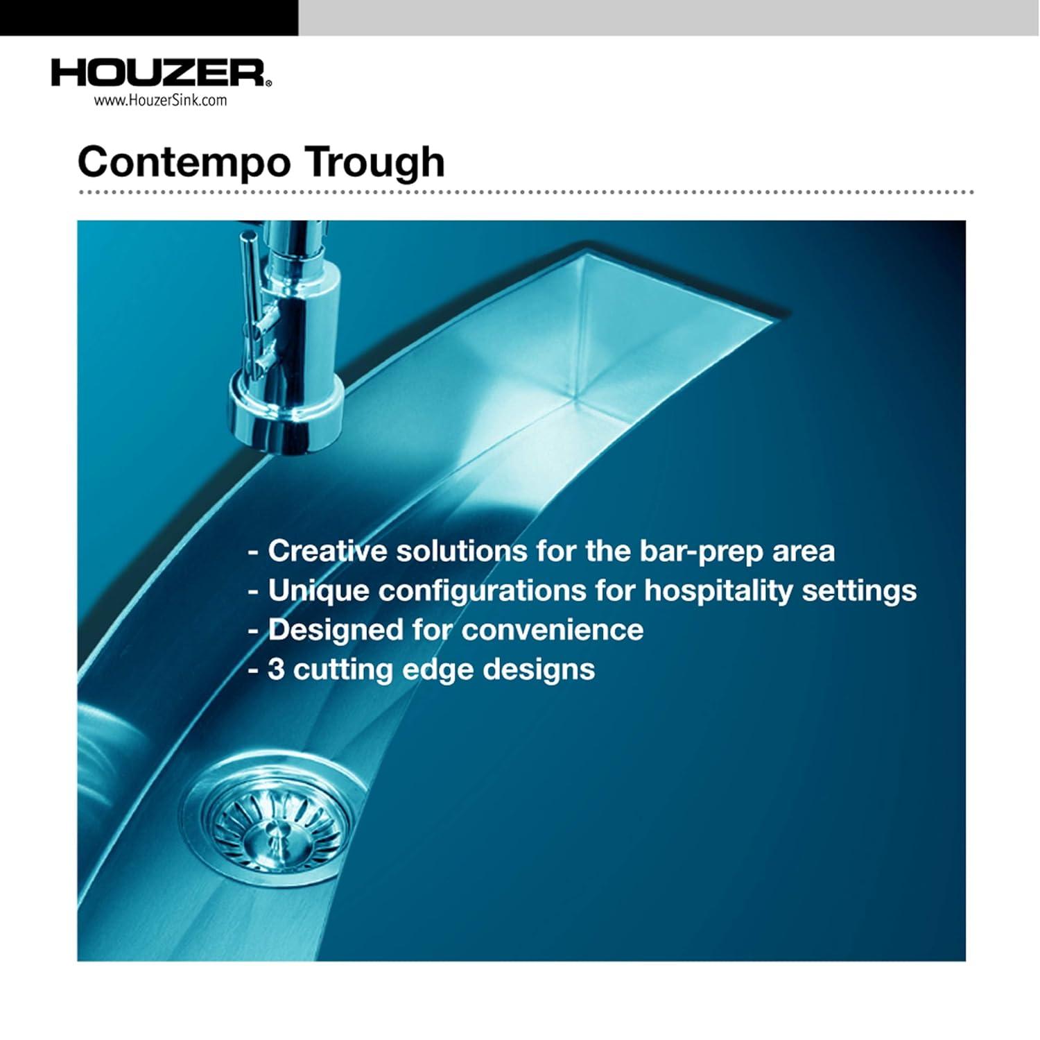 Houzer Contempo Trough 23 in Stainless Steel Undermount Single Bowl Bar Sink with Strainer and Grid - CTB-2385
