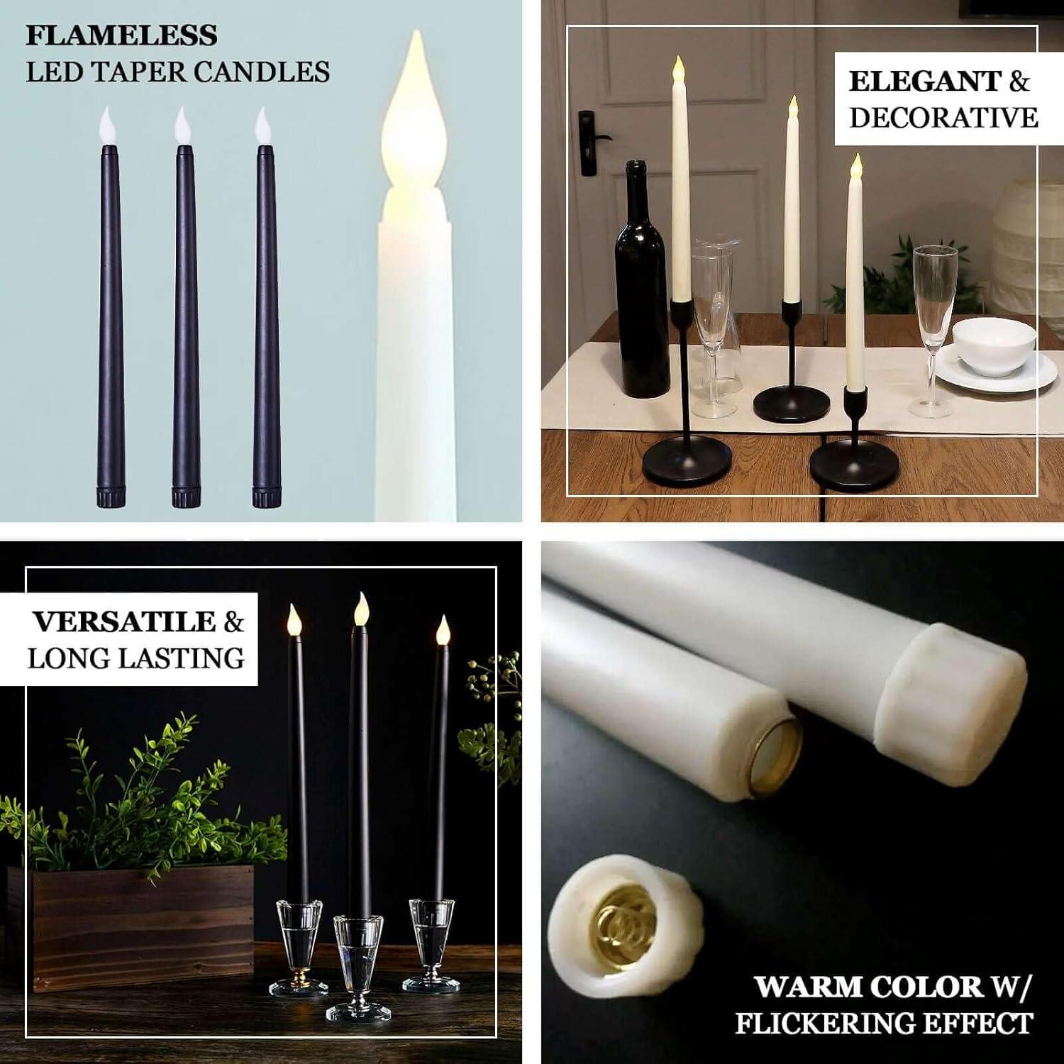 Efavormart Set of 3 | 11" Mixed Natural Warm Flickering Flameless LED Taper Candles