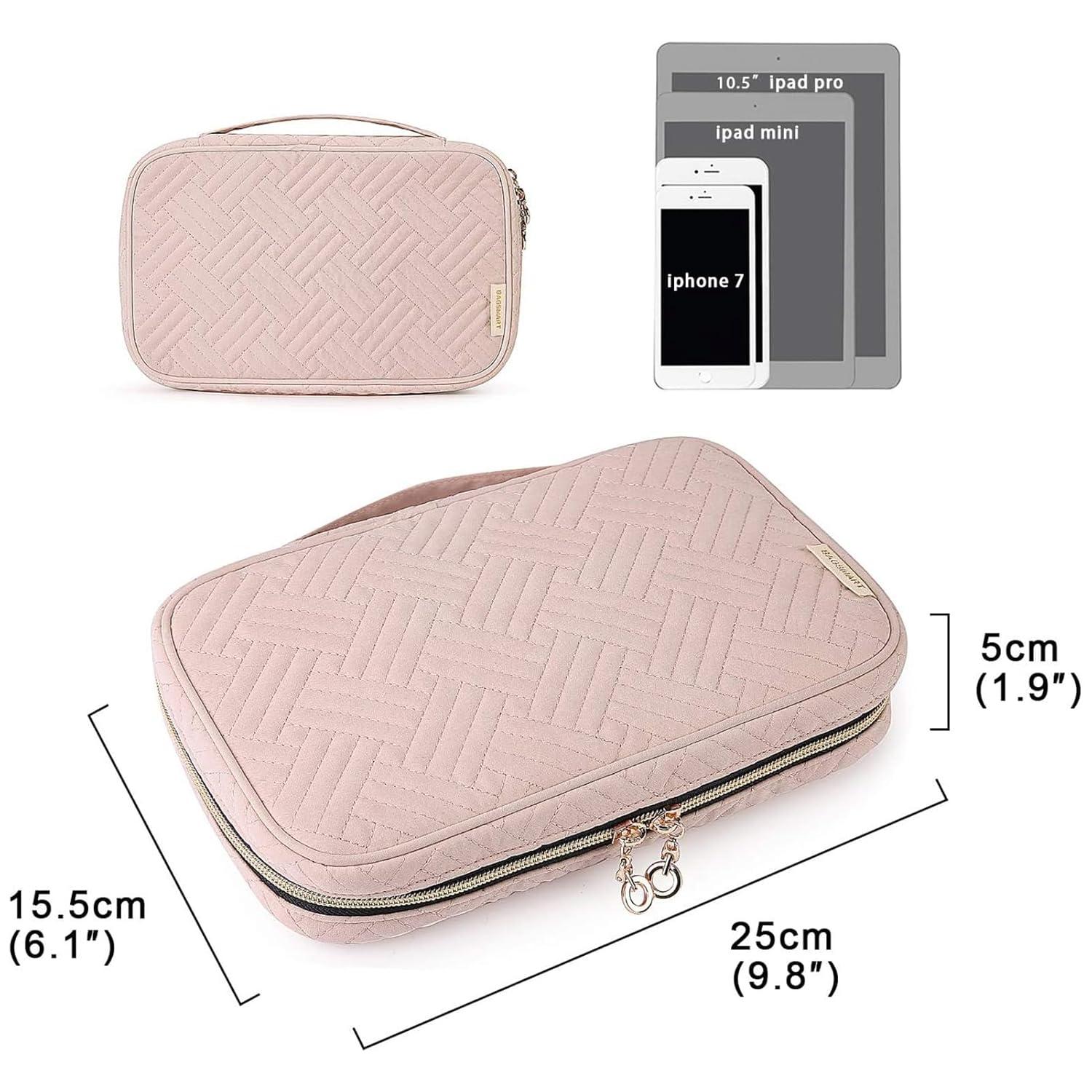 Jewelry Organizer Case Travel Jewelry Storage Bag for Necklace, Earrings, Rings, Bracelet, Soft Pink