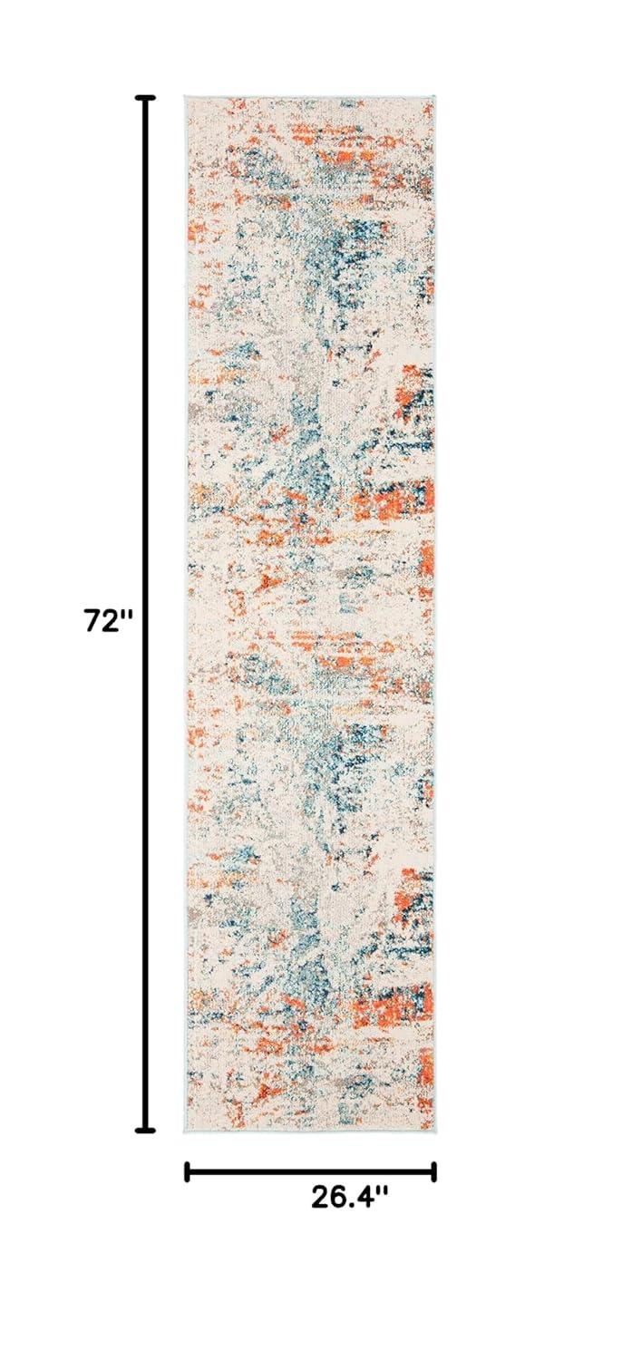 Madison MAD478 Power Loomed Indoor Runner Rug - Cream/Orange - 2'2"x6' - Safavieh